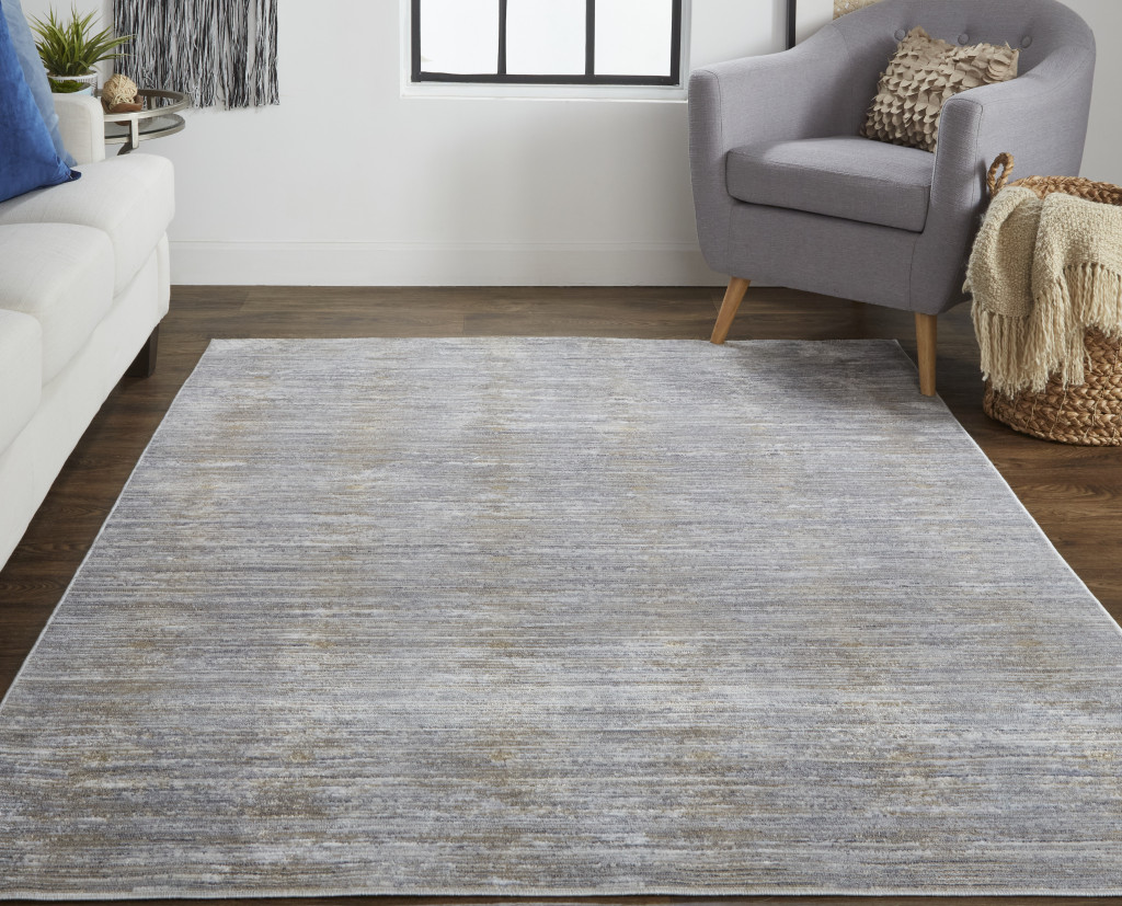 2" X 3" Taupe Silver And Tan Abstract Power Loom Area Rug