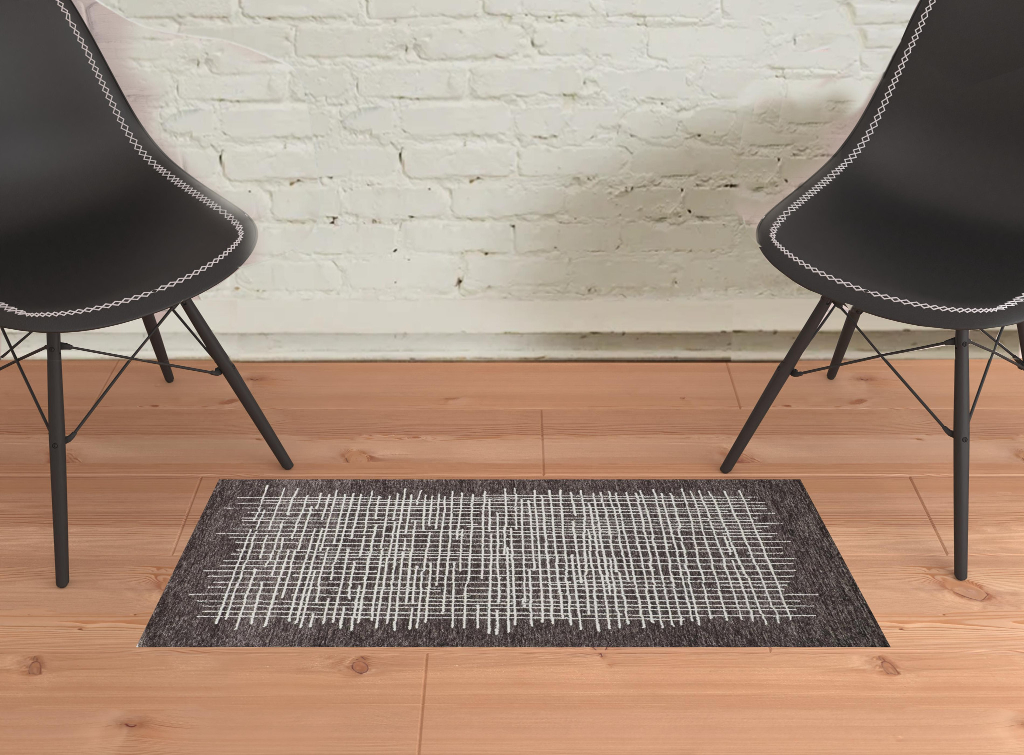 2" X 3" Brown And Ivory Wool Plaid Tufted Handmade Stain Resistant Area Rug