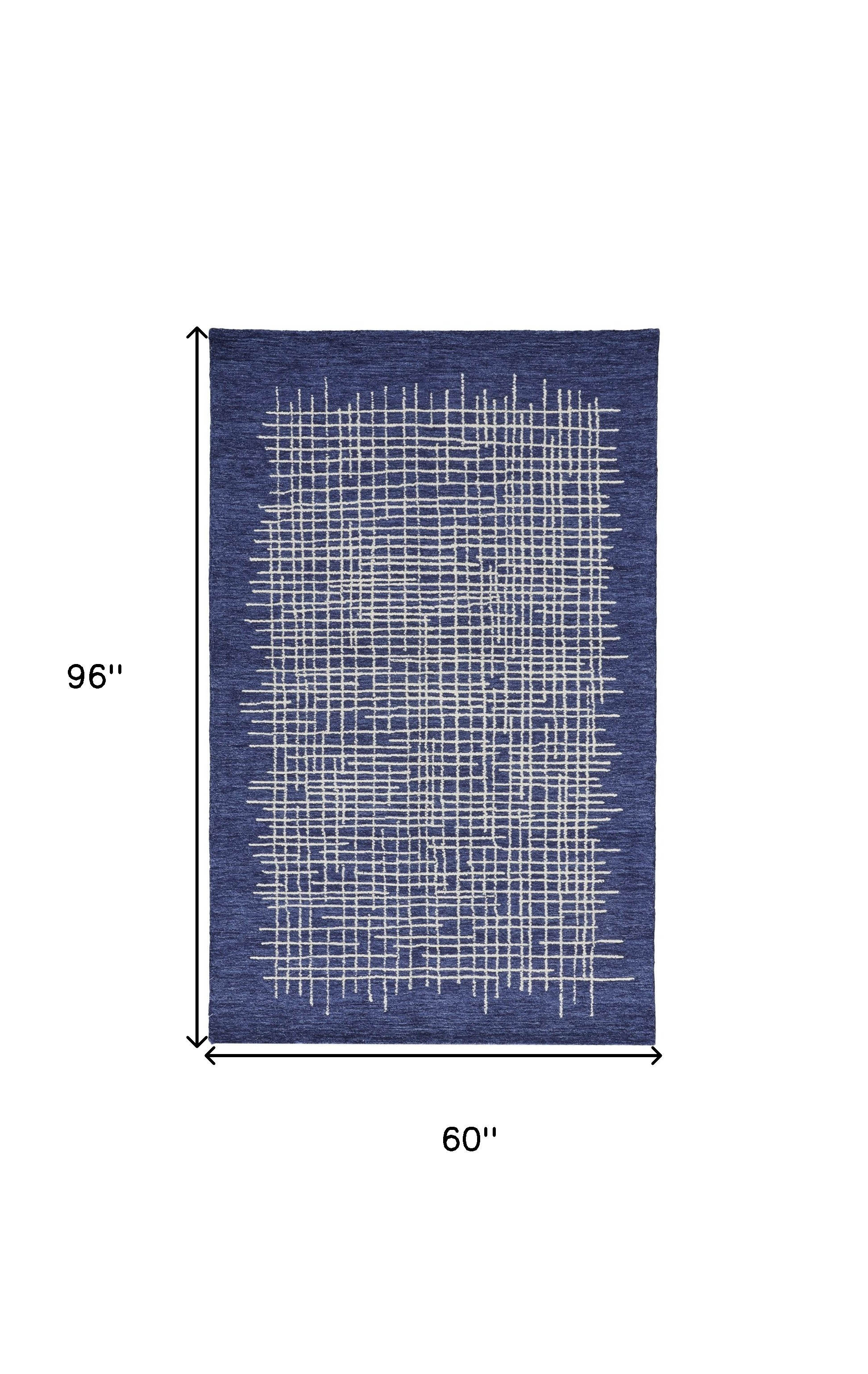 5" X 8" Blue And Ivory Wool Plaid Tufted Handmade Stain Resistant Area Rug