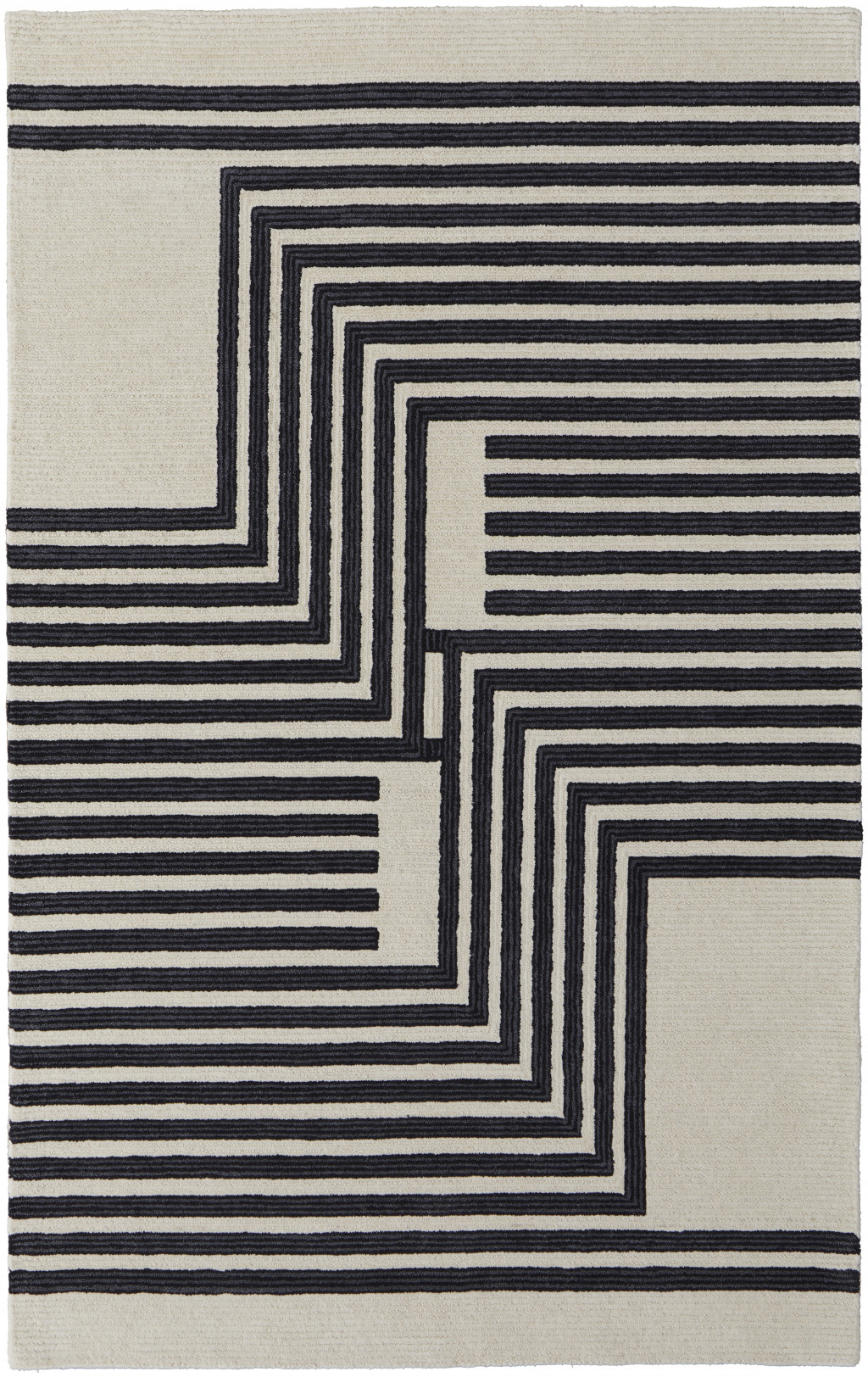 4" X 6" Gray and Black Wool Abstract Hand Tufted Area Rug