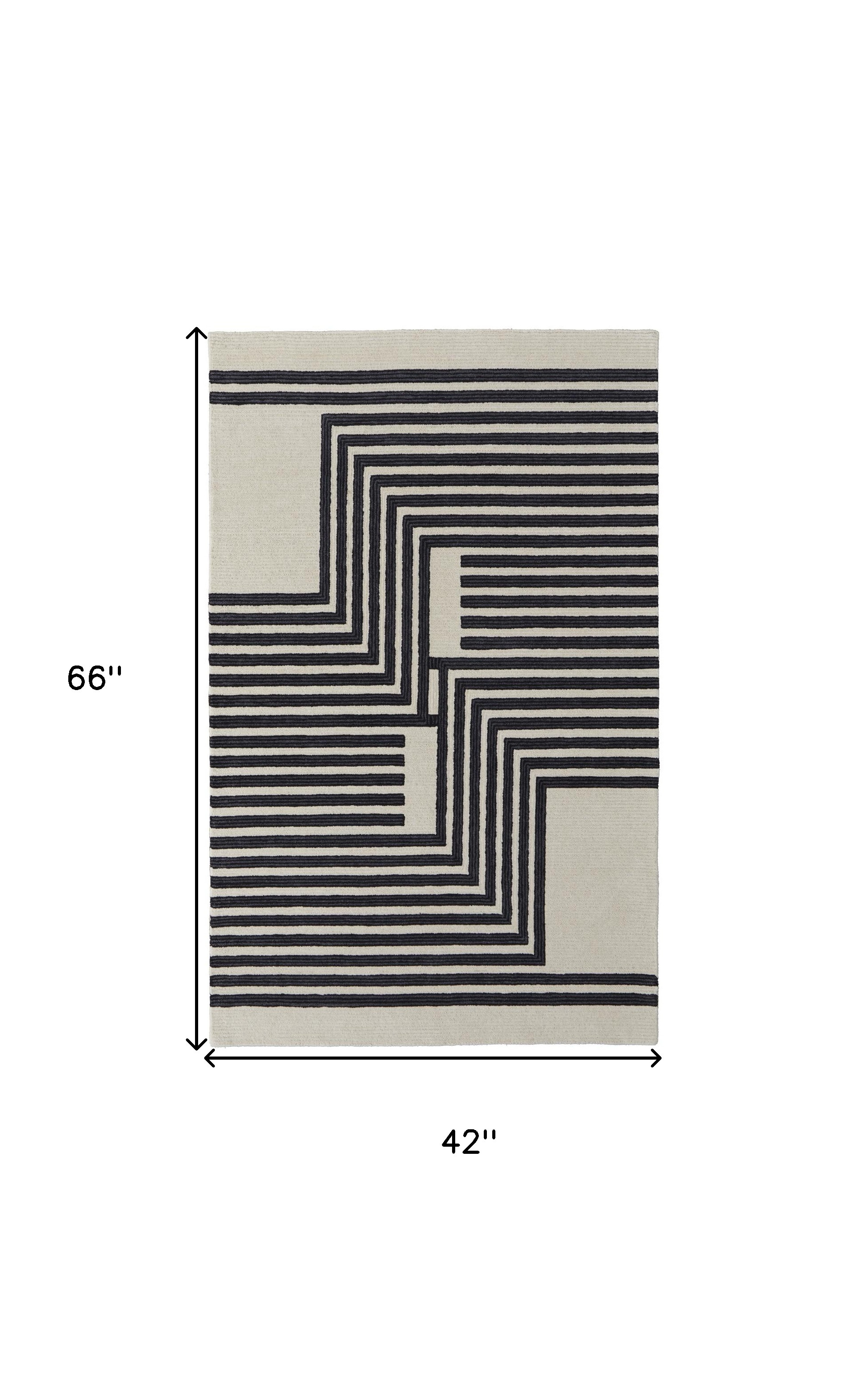 4" X 6" Gray and Black Wool Abstract Hand Tufted Area Rug