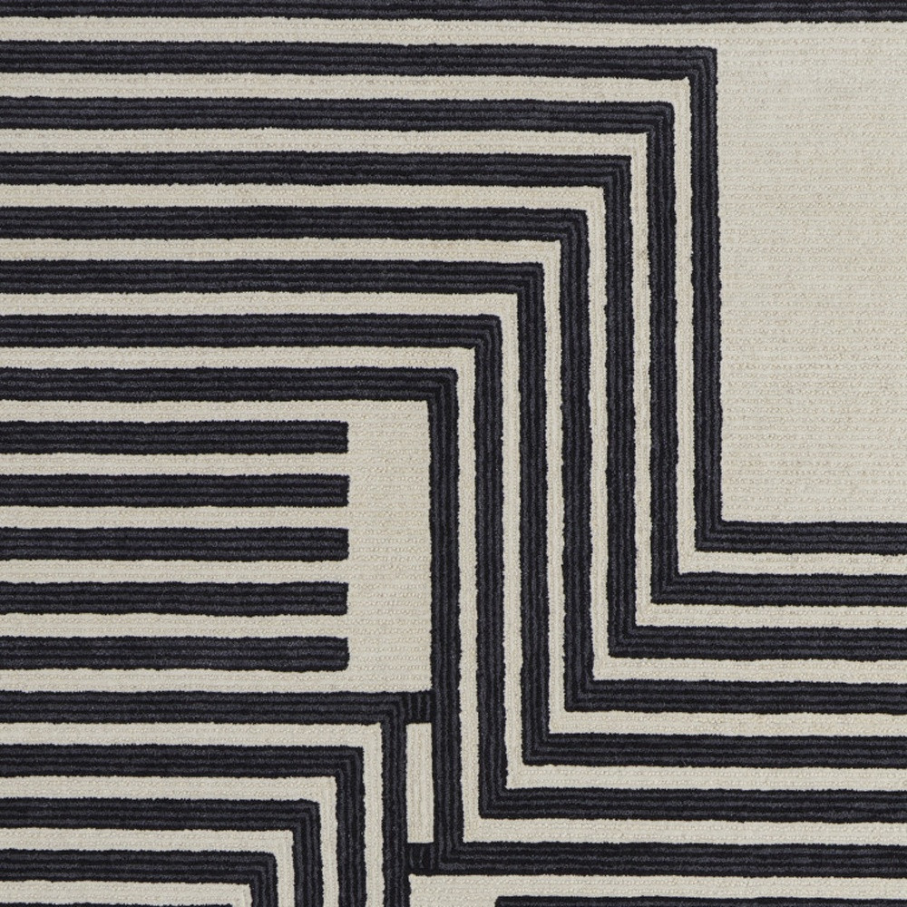 5" X 8" Black and Ivory Abstract Geometric Hand Tufted Area Rug