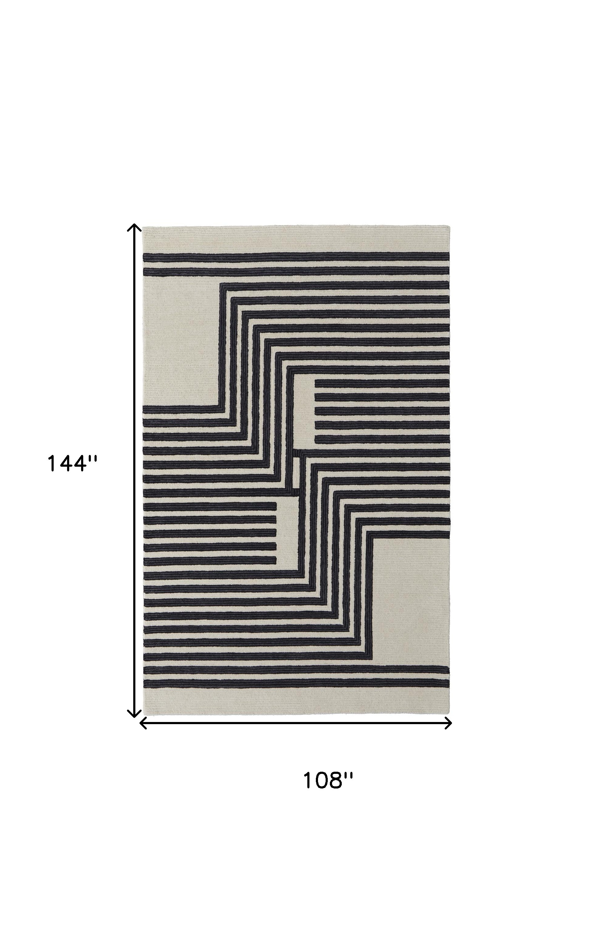 9" X 12" Gray and Black Wool Abstract Hand Tufted Area Rug