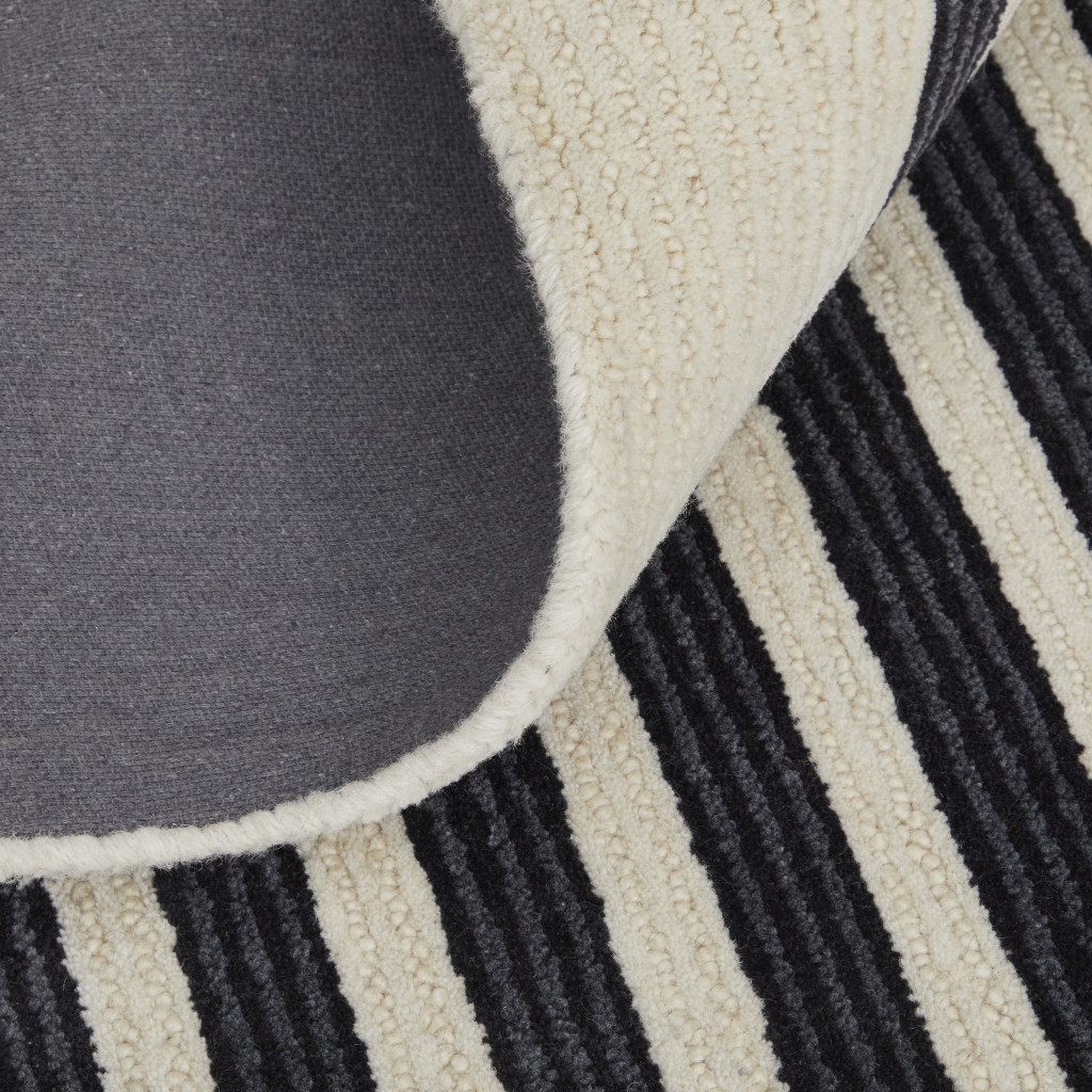 9" X 12" Gray and Black Wool Abstract Hand Tufted Area Rug