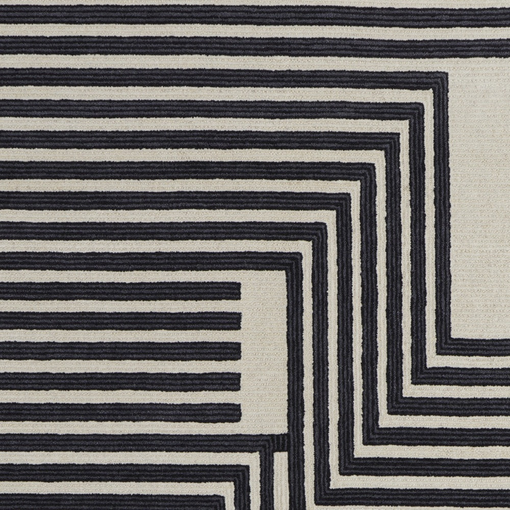 2" X 3" Black and Ivory Abstract Geometric Hand Tufted Area Rug