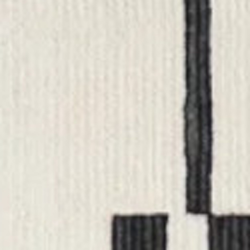 2" X 3" Ivory and Black Wool Abstract Hand Tufted Area Rug