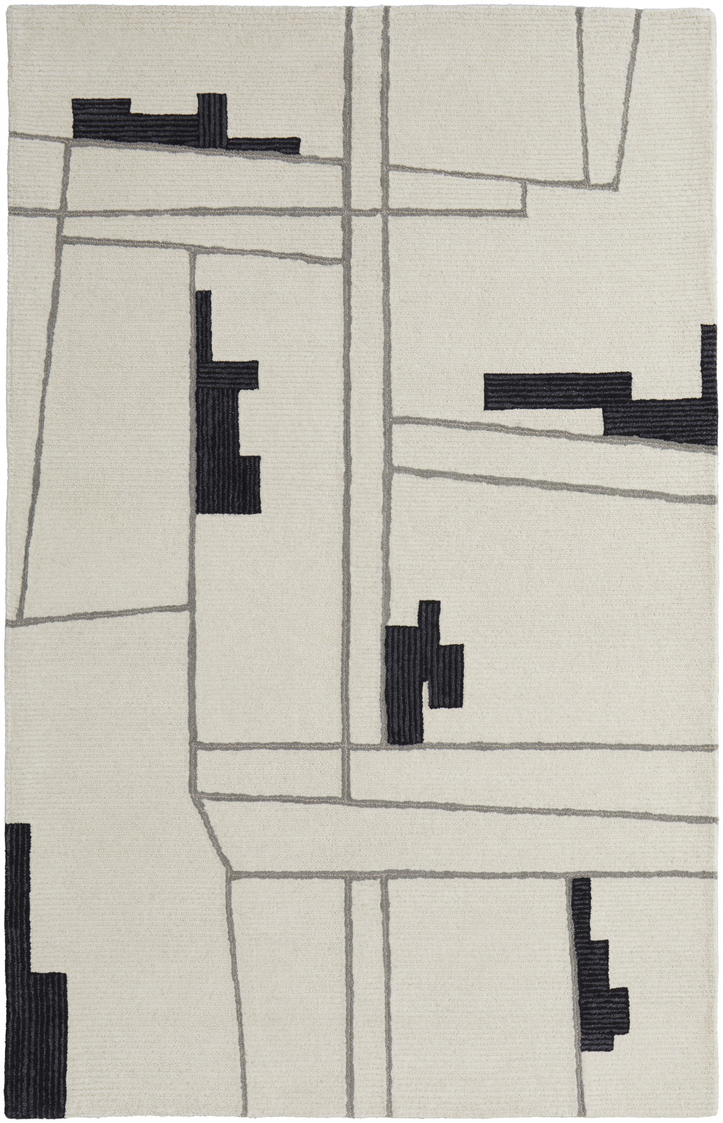 5" X 8" Gray and Ivory Wool Abstract Hand Tufted Area Rug