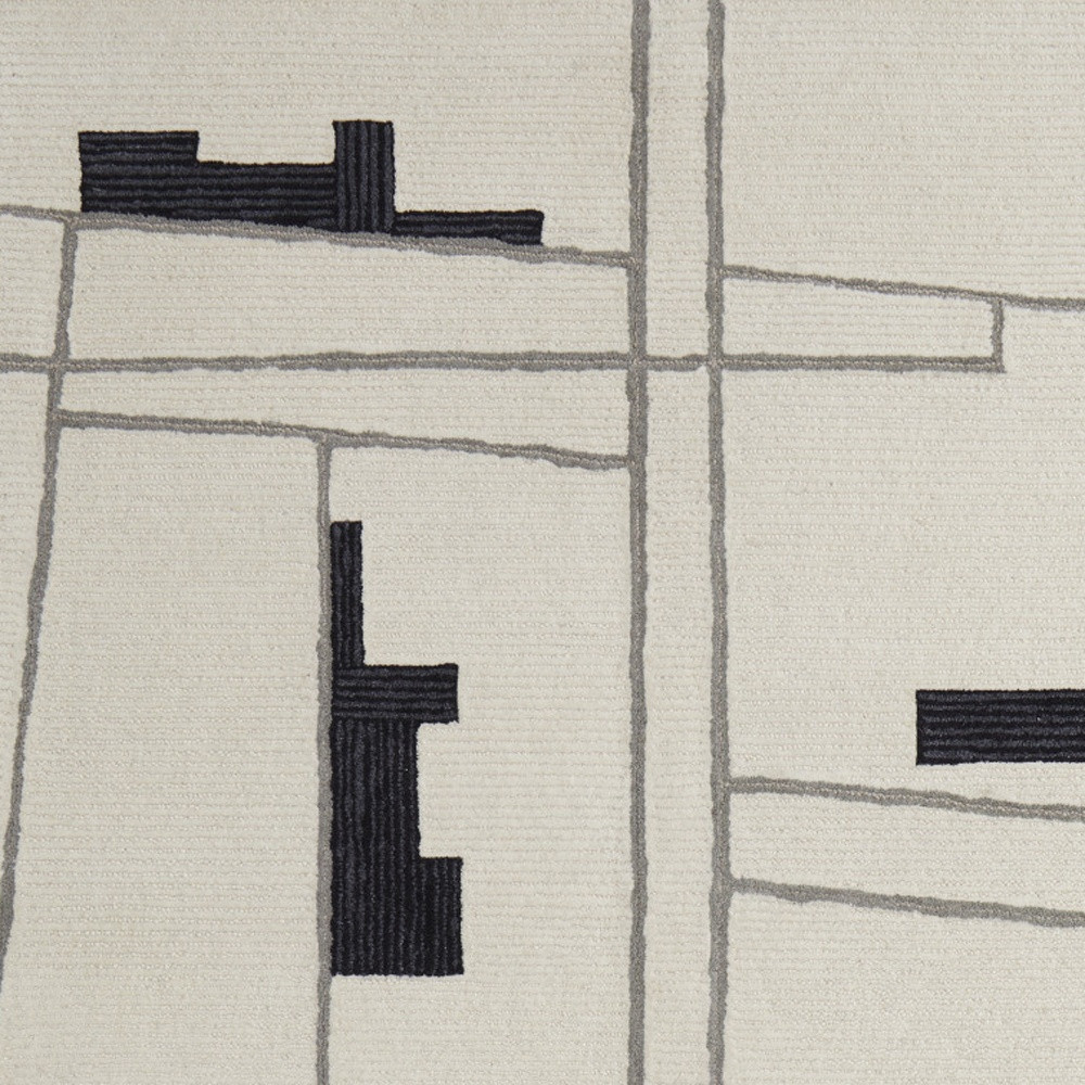 5" X 8" Gray and Ivory Wool Abstract Hand Tufted Area Rug