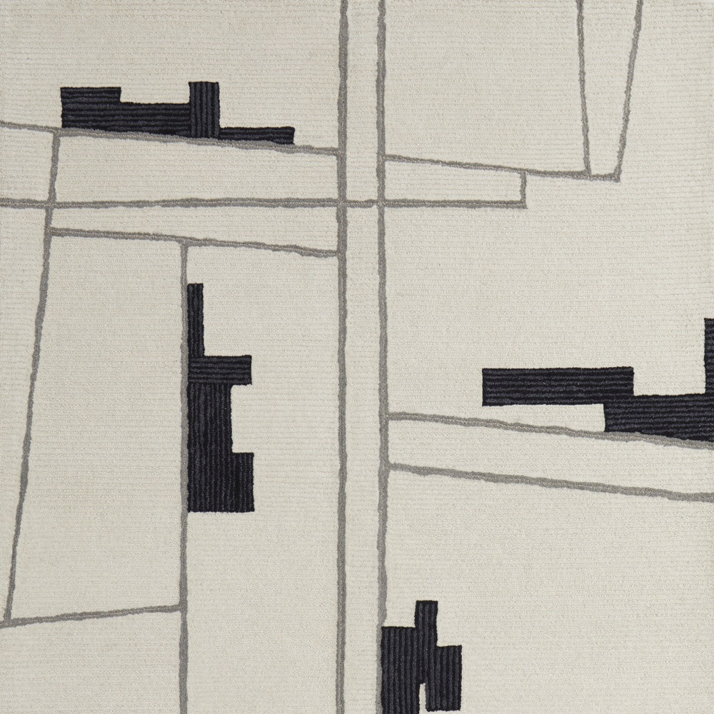5" X 8" Gray and Ivory Wool Abstract Hand Tufted Area Rug