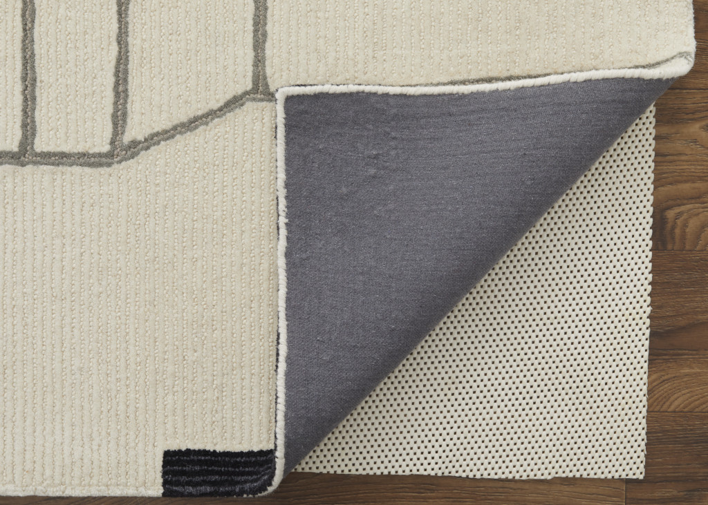 5" X 8" Gray and Ivory Wool Abstract Hand Tufted Area Rug