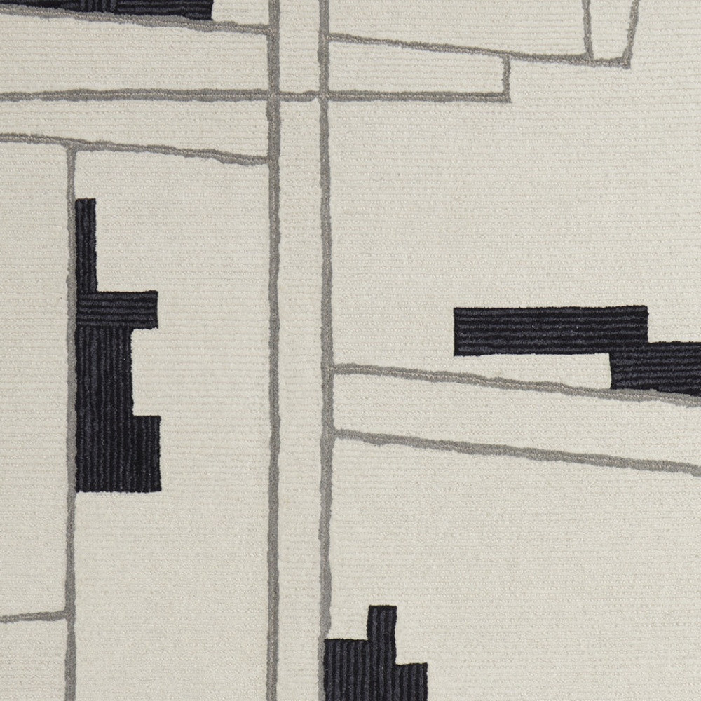 9" X 12" Gray and Ivory Wool Abstract Hand Tufted Area Rug