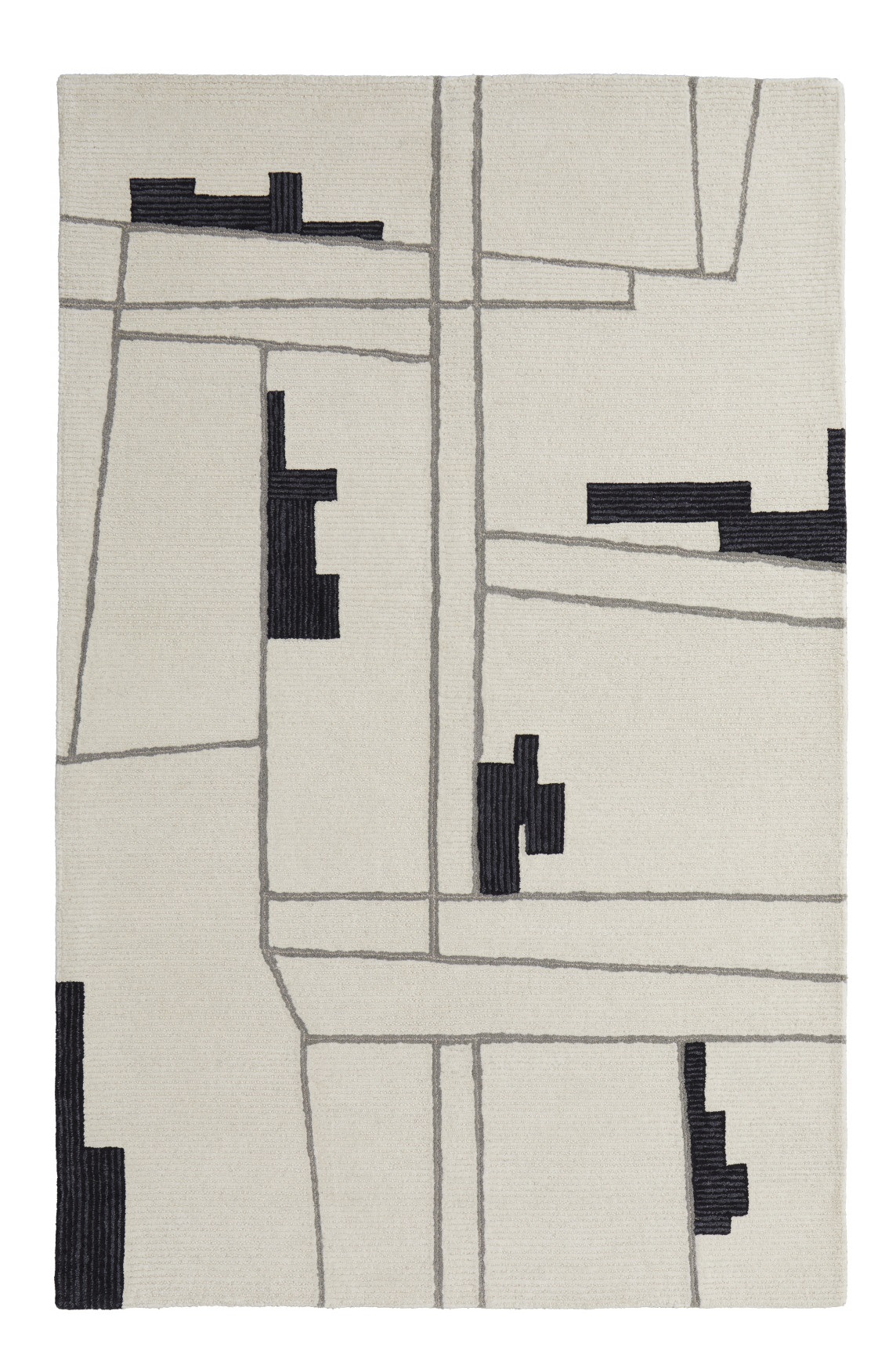 2" X 3" Gray and Ivory Wool Abstract Hand Tufted Area Rug