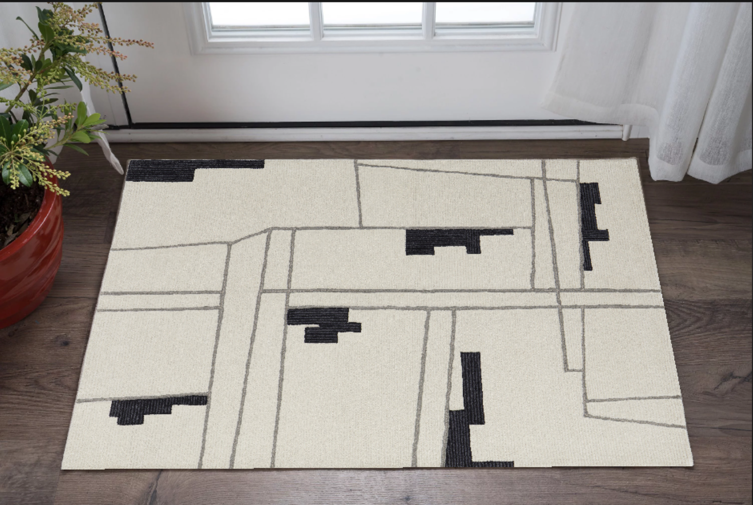 2" X 3" Gray and Ivory Wool Abstract Hand Tufted Area Rug