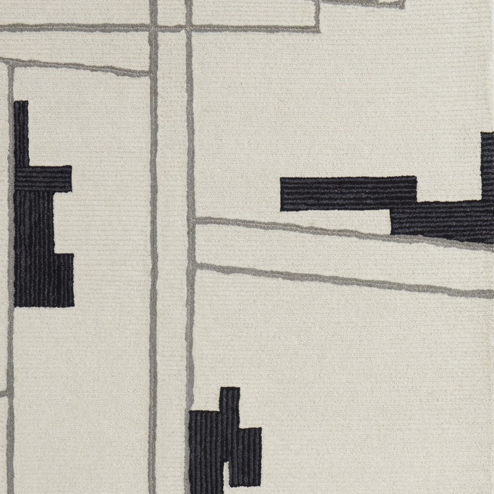 2" X 3" Gray and Ivory Wool Abstract Hand Tufted Area Rug