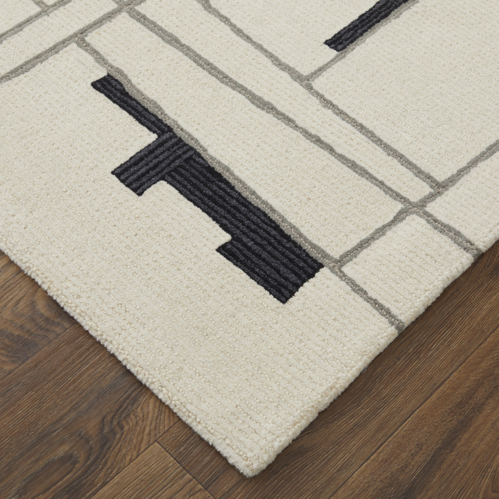 2" X 3" Gray and Ivory Wool Abstract Hand Tufted Area Rug