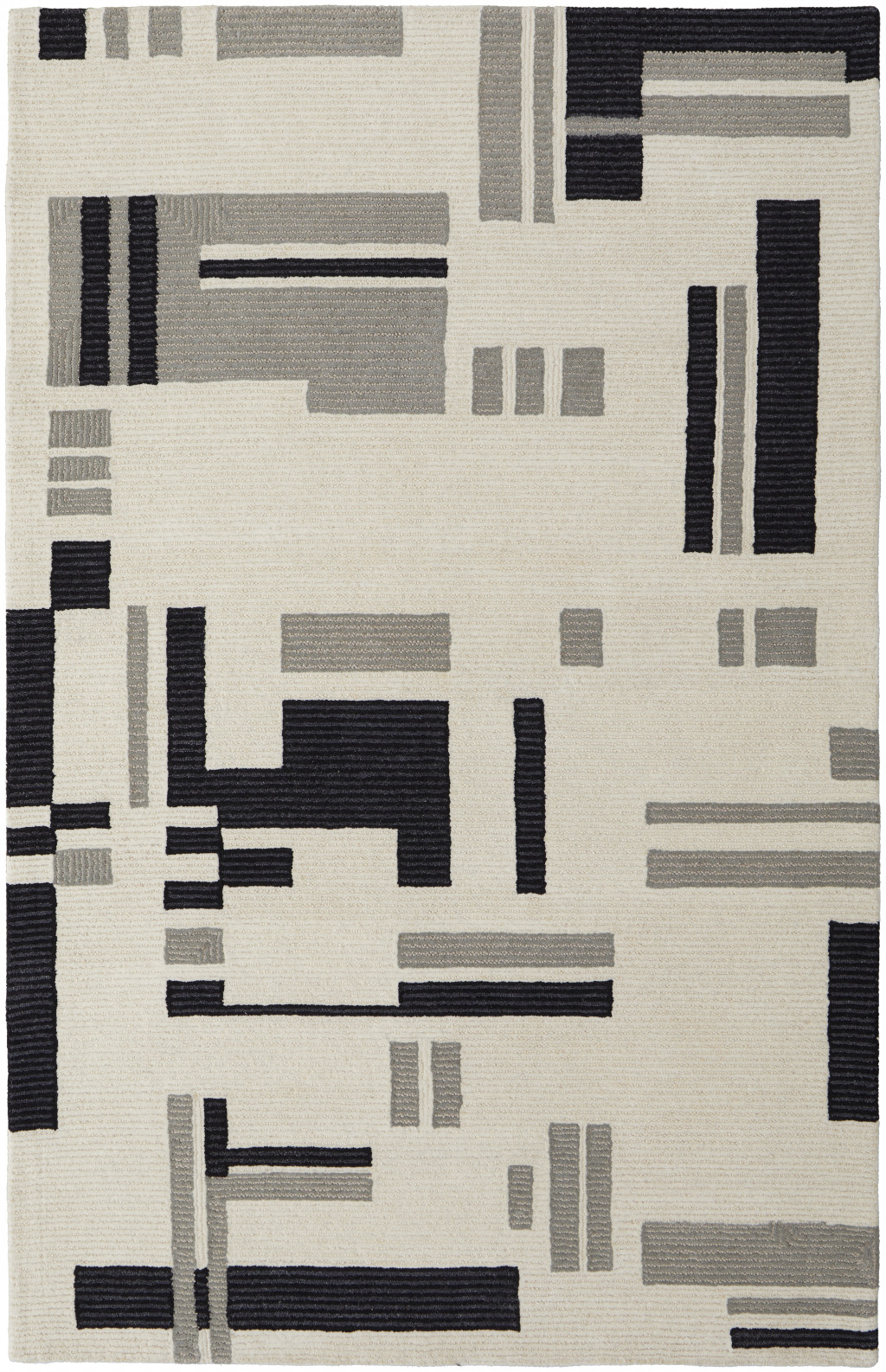 5' X 8' Ivory And Taupe Wool Abstract Tufted Handmade Area Rug-514401-1