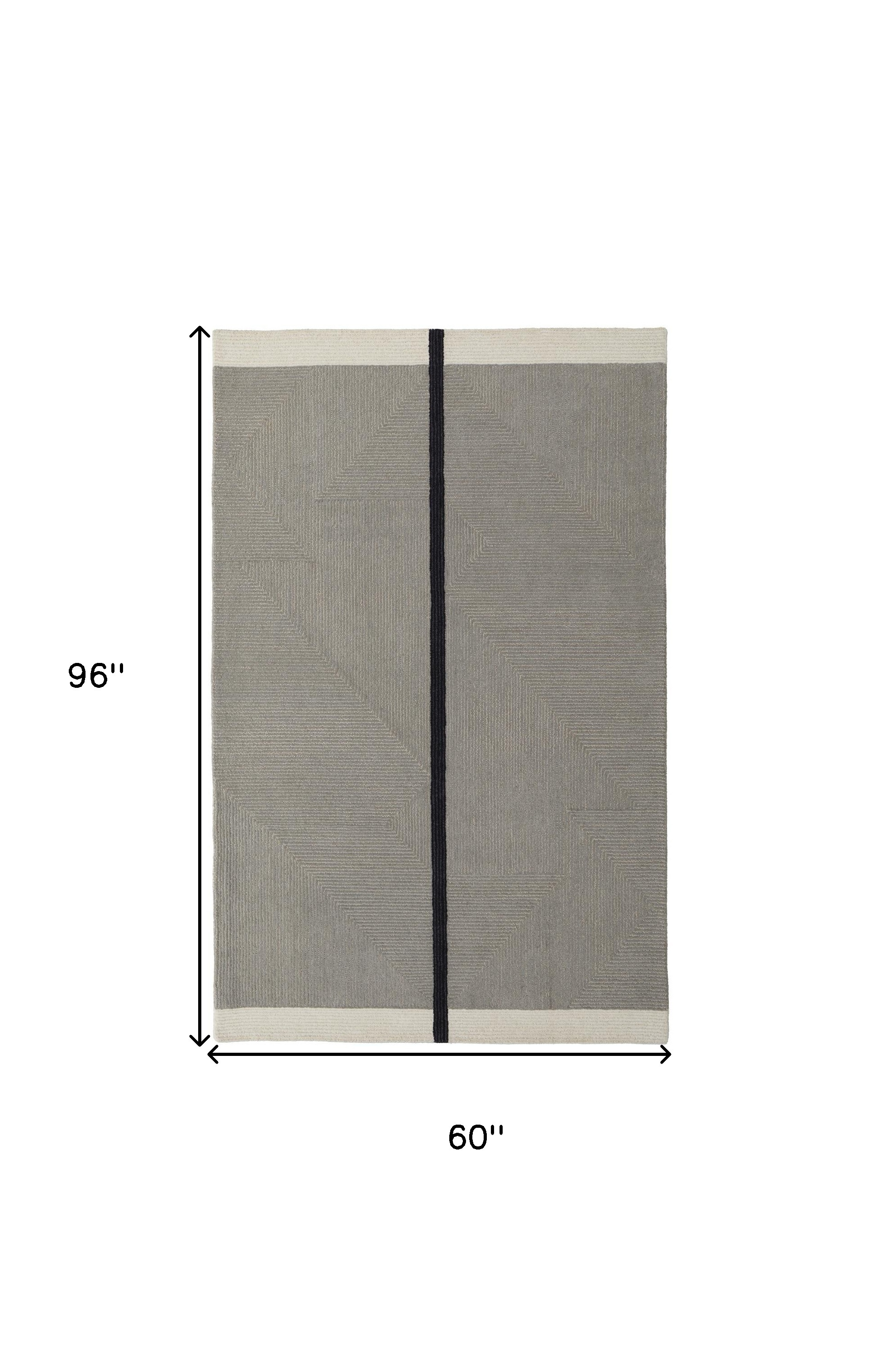 5" X 8" Brown and Black Abstract Geometric Hand Tufted Area Rug