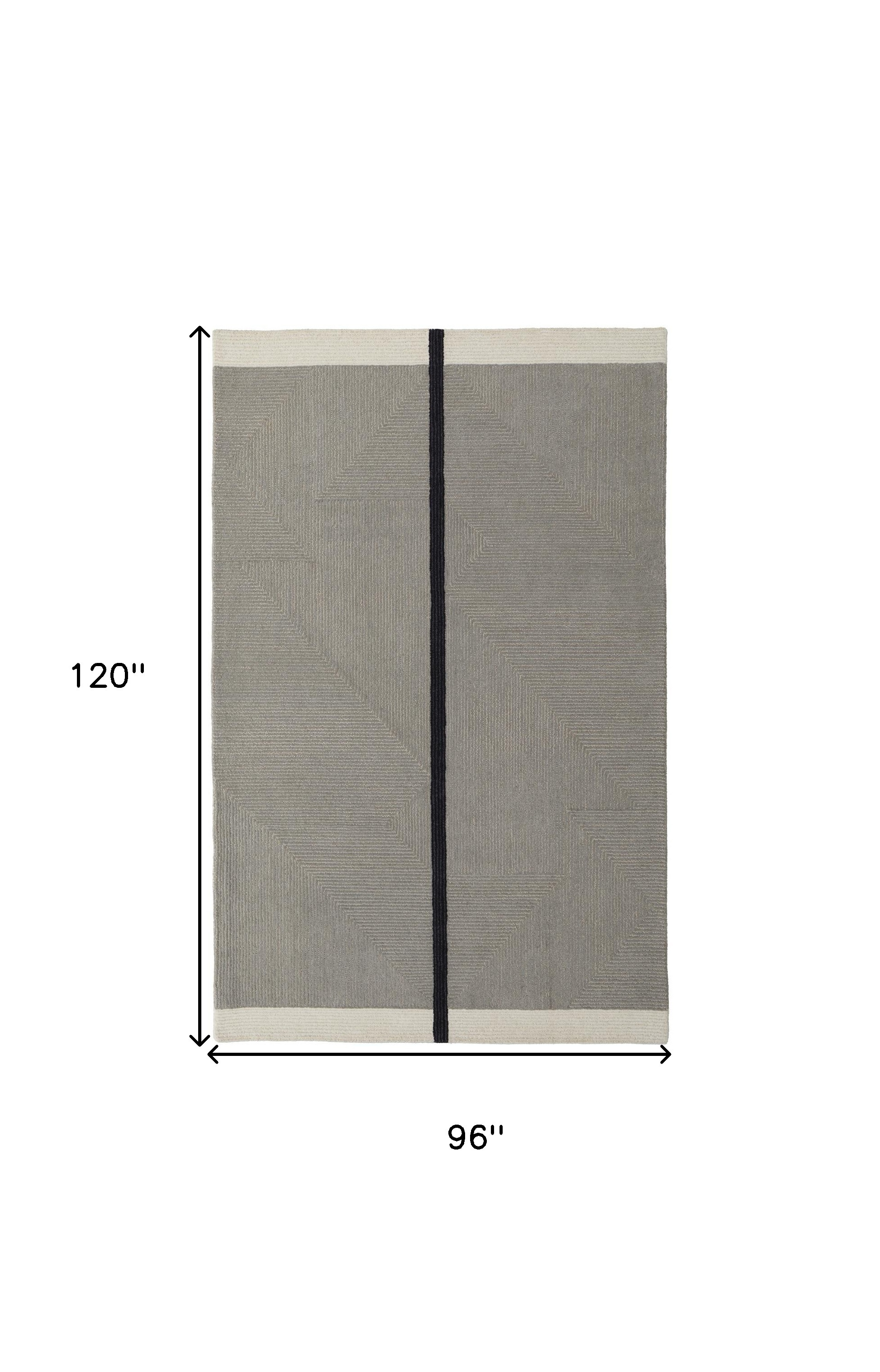 8" X 10" Black and Gray Wool Abstract Geometric Hand Tufted Area Rug