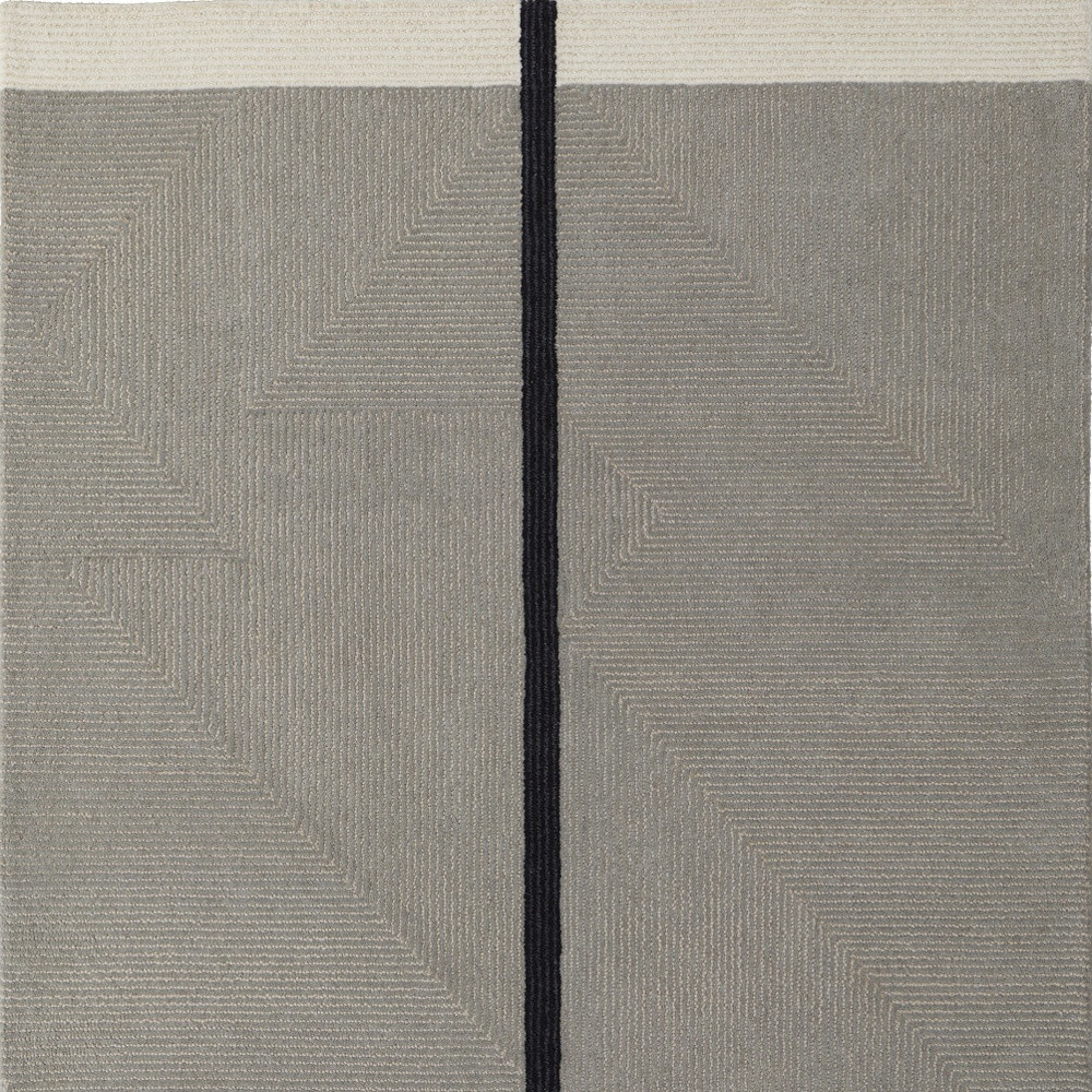 9" X 12" Black and Gray Wool Abstract Geometric Hand Tufted Area Rug