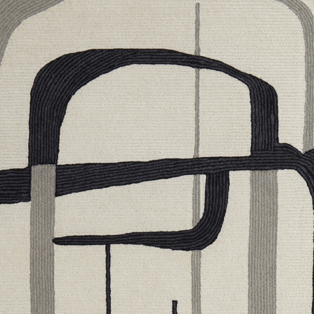 5" X 8" Gray and Ivory Wool Abstract Hand Tufted Area Rug