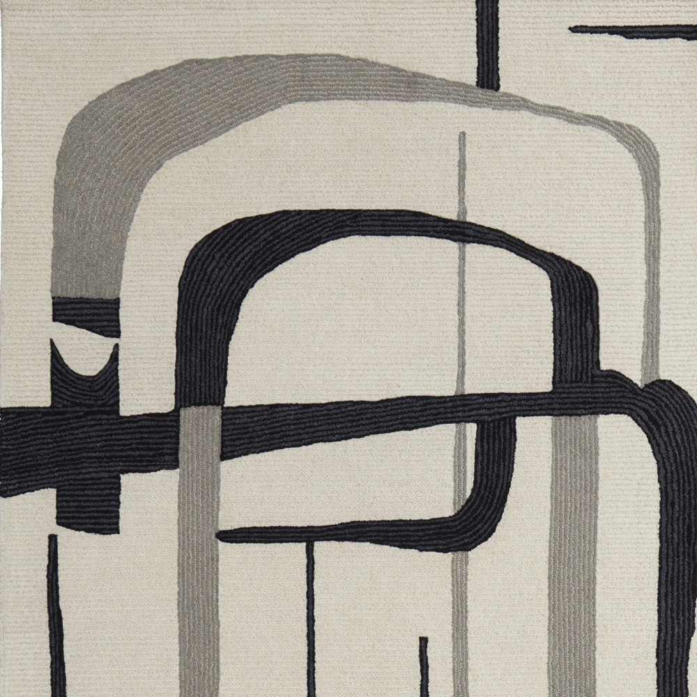 5" X 8" Gray and Ivory Wool Abstract Hand Tufted Area Rug