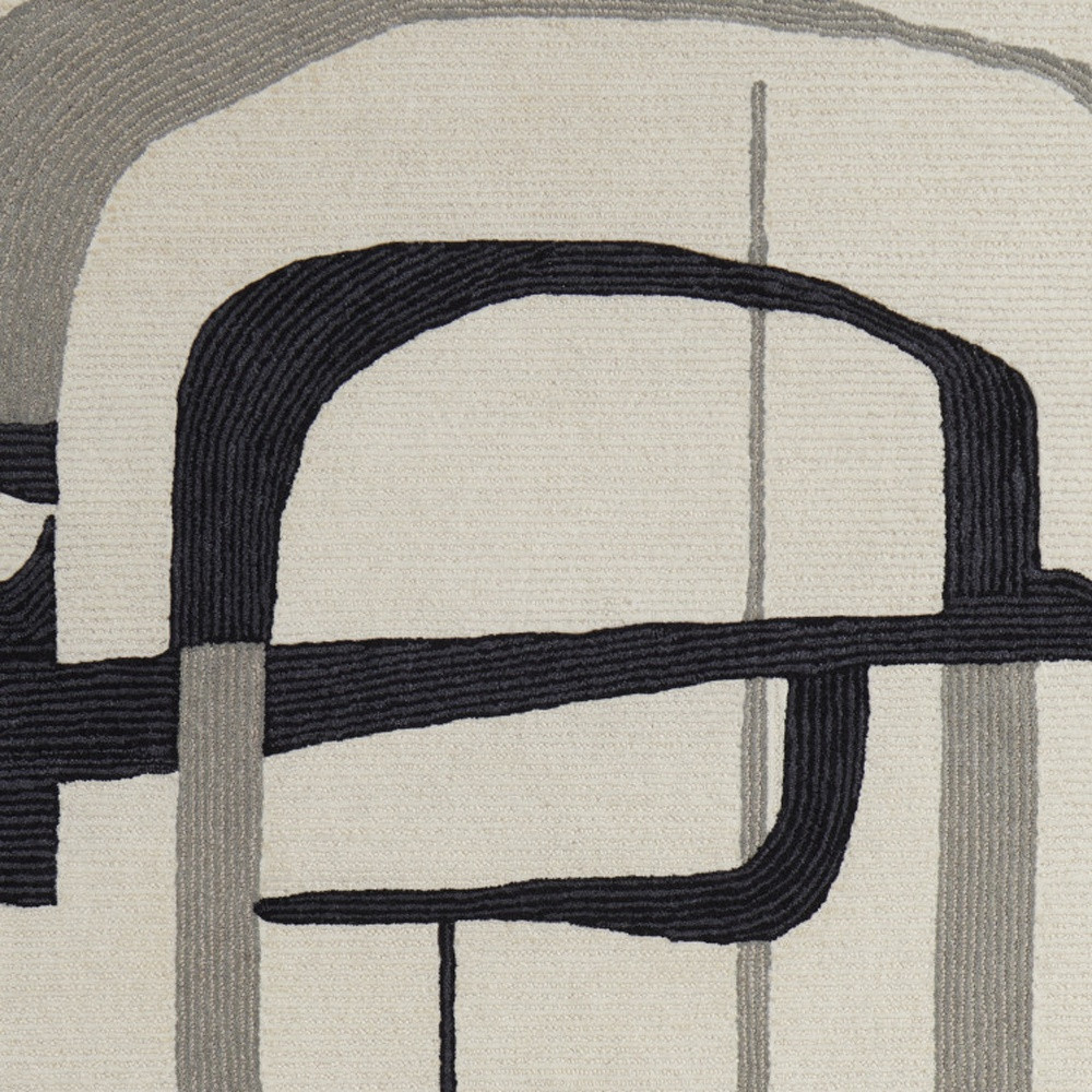 8" X 10" Gray and Ivory Wool Abstract Hand Tufted Area Rug