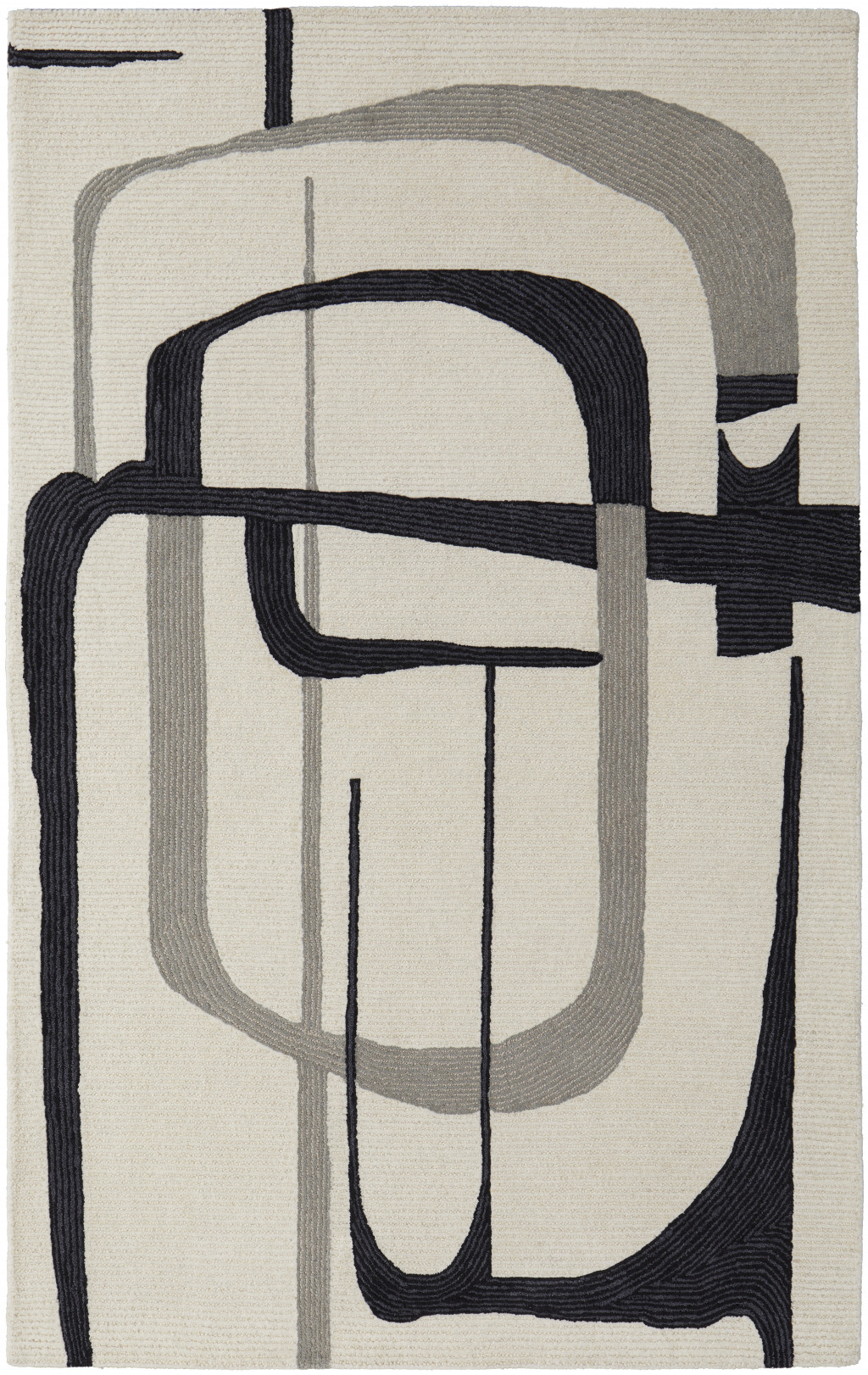 9" X 12" Gray and Ivory Wool Abstract Hand Tufted Area Rug