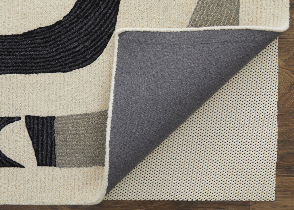 9" X 12" Gray and Ivory Wool Abstract Hand Tufted Area Rug