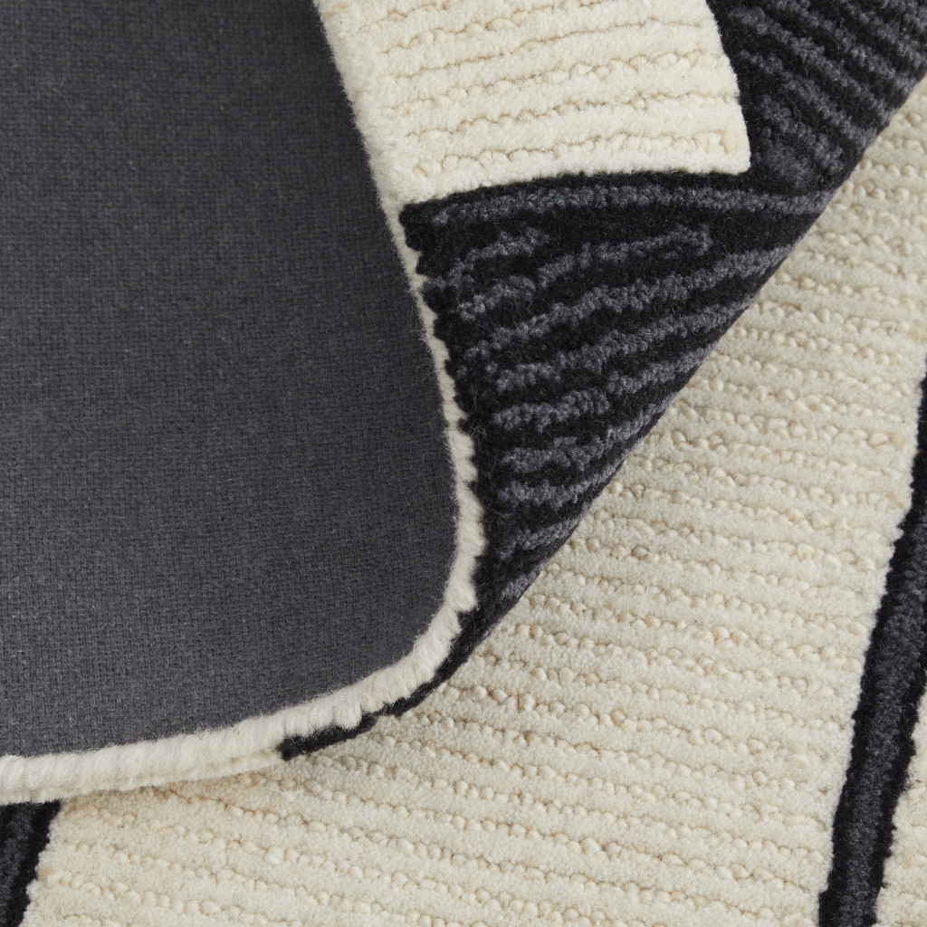 9" X 12" Gray and Ivory Wool Abstract Hand Tufted Area Rug