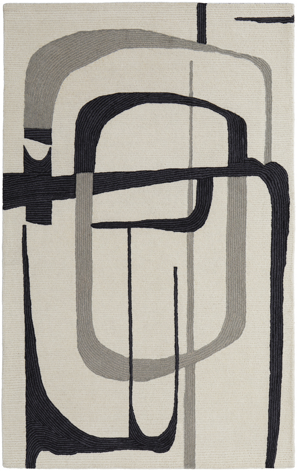 10" X 14" Gray and Ivory Wool Abstract Hand Tufted Area Rug