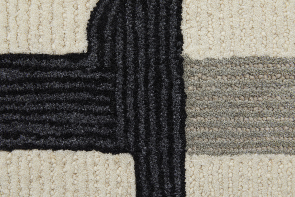 10" X 14" Gray and Ivory Wool Abstract Hand Tufted Area Rug