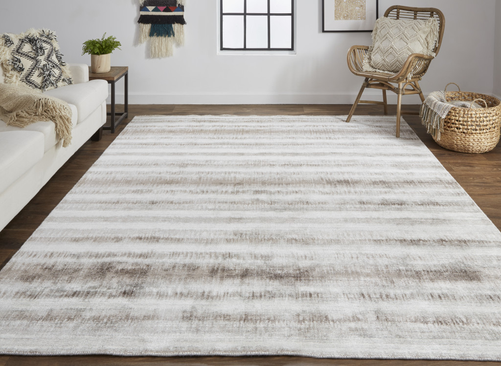 2' X 3' Tan Ivory And Brown Abstract Hand Woven Area Rug-514441-2