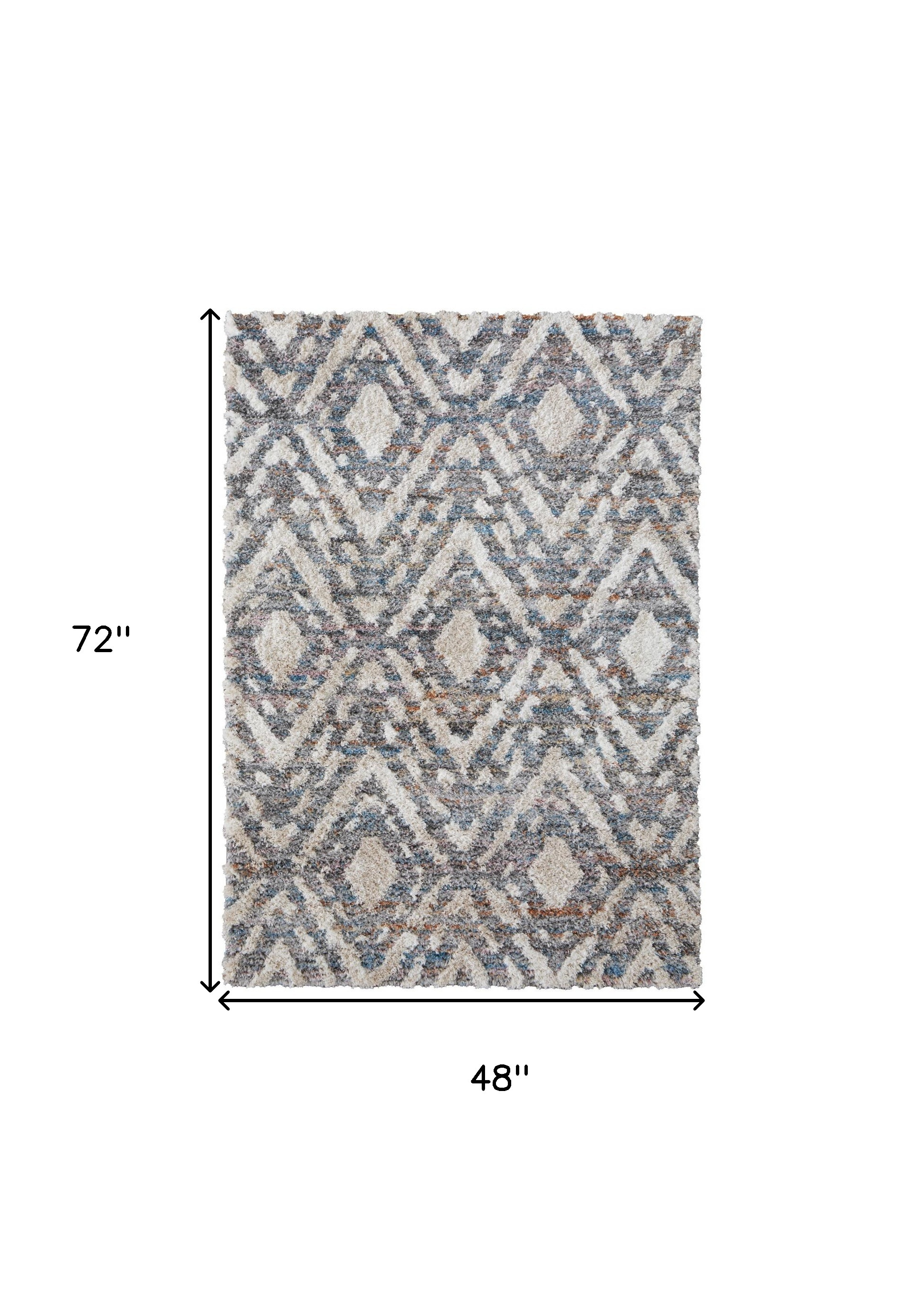 4" X 6" Ivory Gray And Taupe Geometric Power Loom Stain Resistant Area Rug