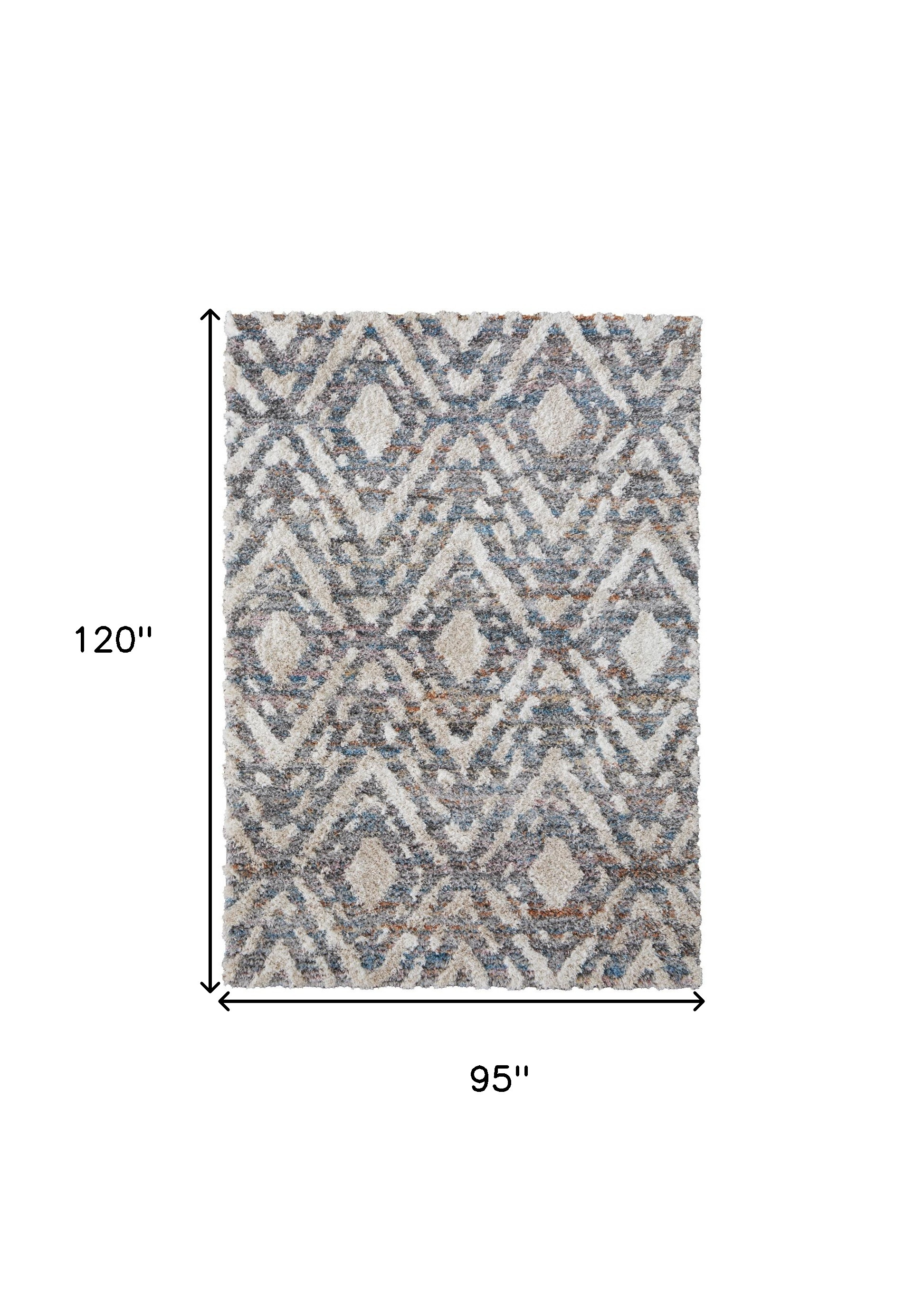 8" X 10" Gray and Ivory Geometric Power Loom Area Rug