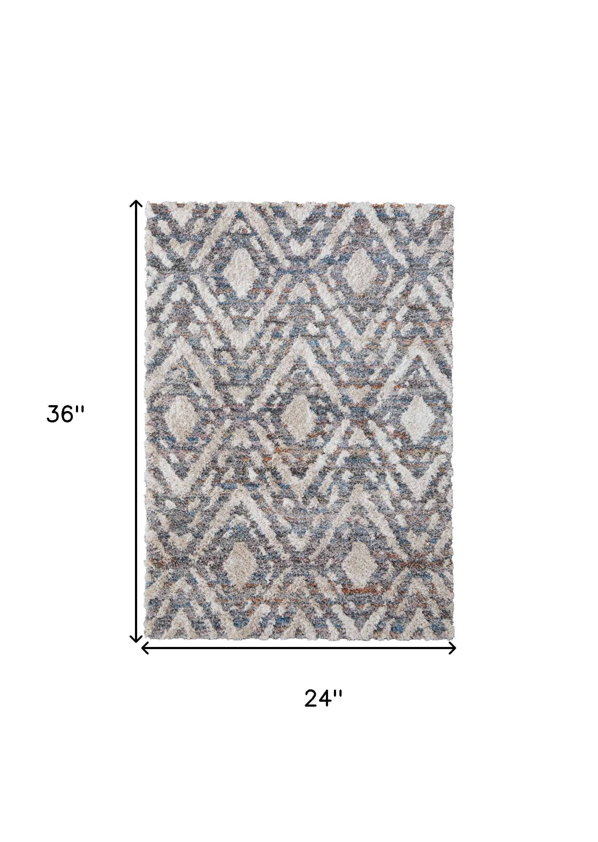 2" X 3" Ivory Gray And Taupe Geometric Power Loom Stain Resistant Area Rug