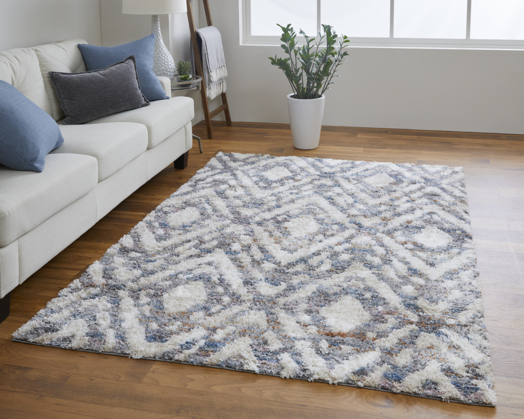 2" X 3" Ivory Gray And Taupe Geometric Power Loom Stain Resistant Area Rug