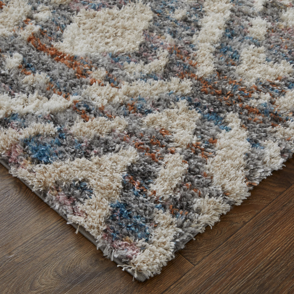 2" X 3" Ivory Gray And Taupe Geometric Power Loom Stain Resistant Area Rug