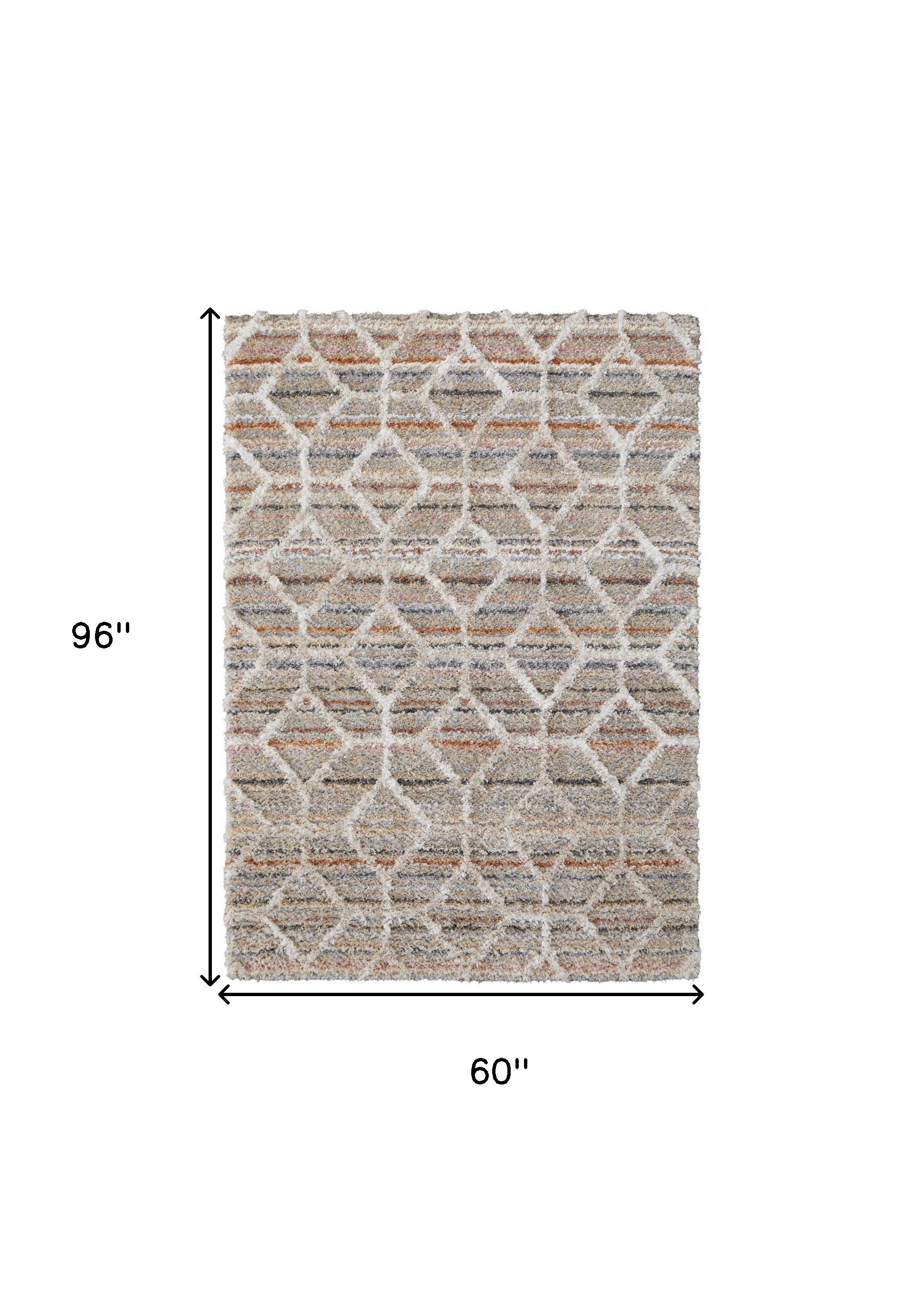 5" X 8" Tan Taupe And Ivory Geometric Power Loom Stain Resistant Area Rug