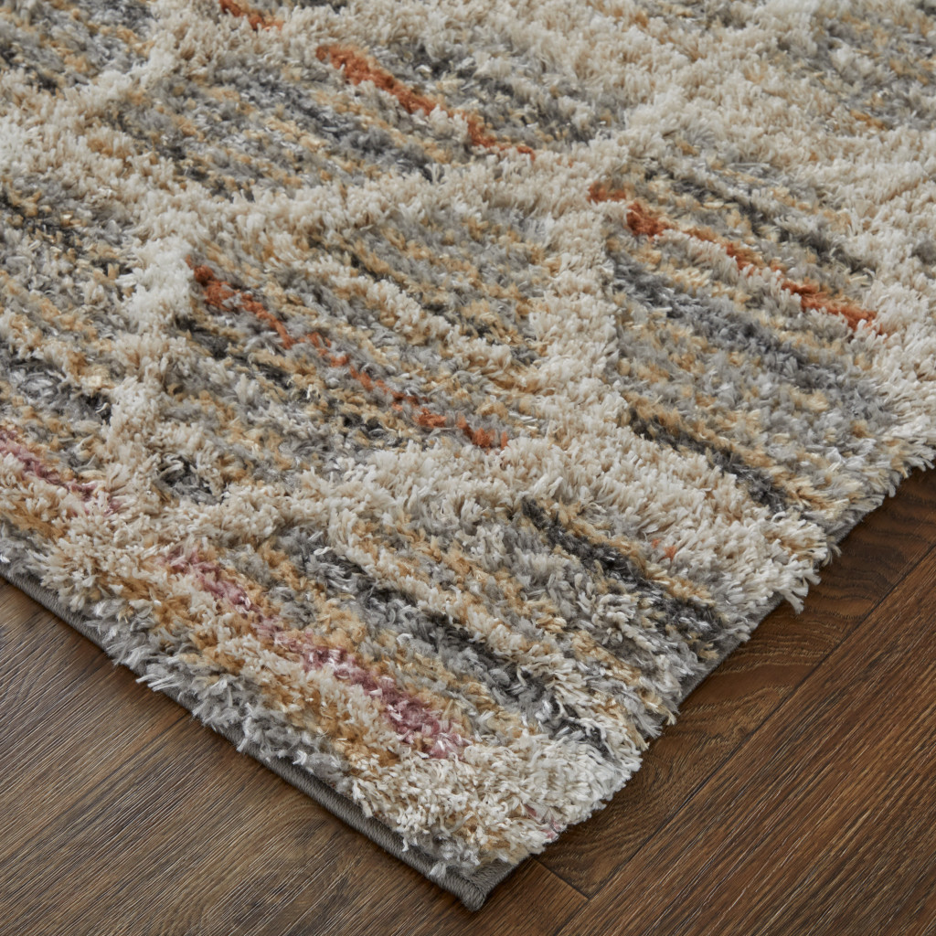 5 X 8 Tan Taupe And Ivory geometric Power Loom Stain Resistant Area Rug