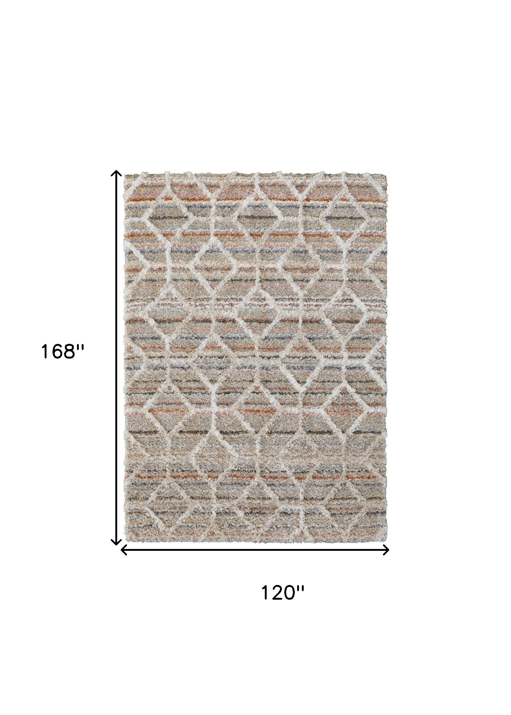 10" X 14" Tan Taupe And Ivory Geometric Power Loom Stain Resistant Area Rug