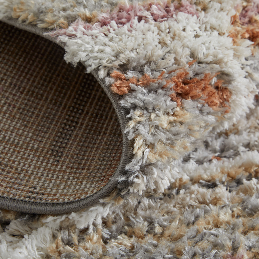 8 Tan Taupe And Ivory geometric Power Loom Stain Resistant Runner Rug