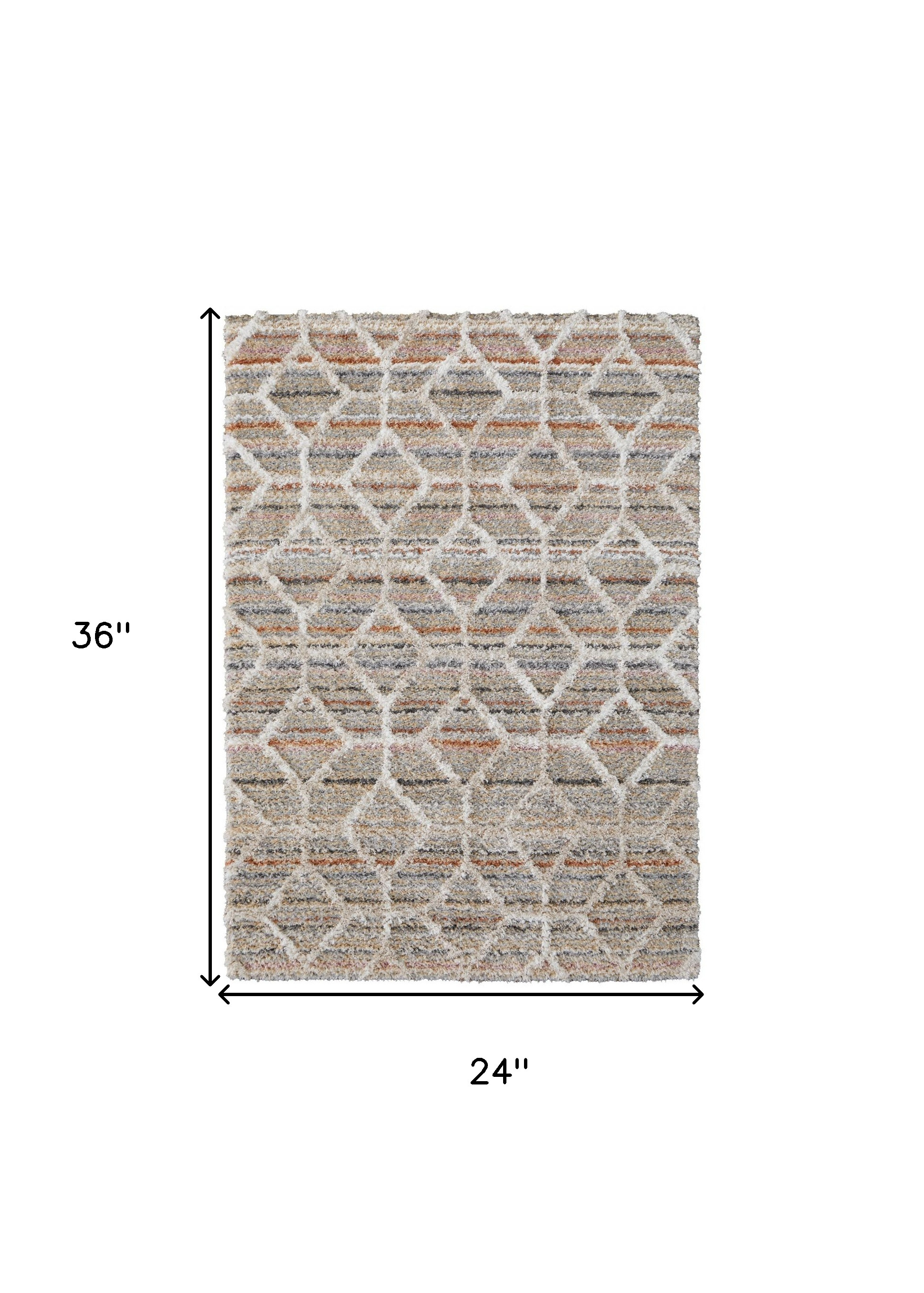 2" X 3" Tan Taupe And Ivory Geometric Power Loom Stain Resistant Area Rug