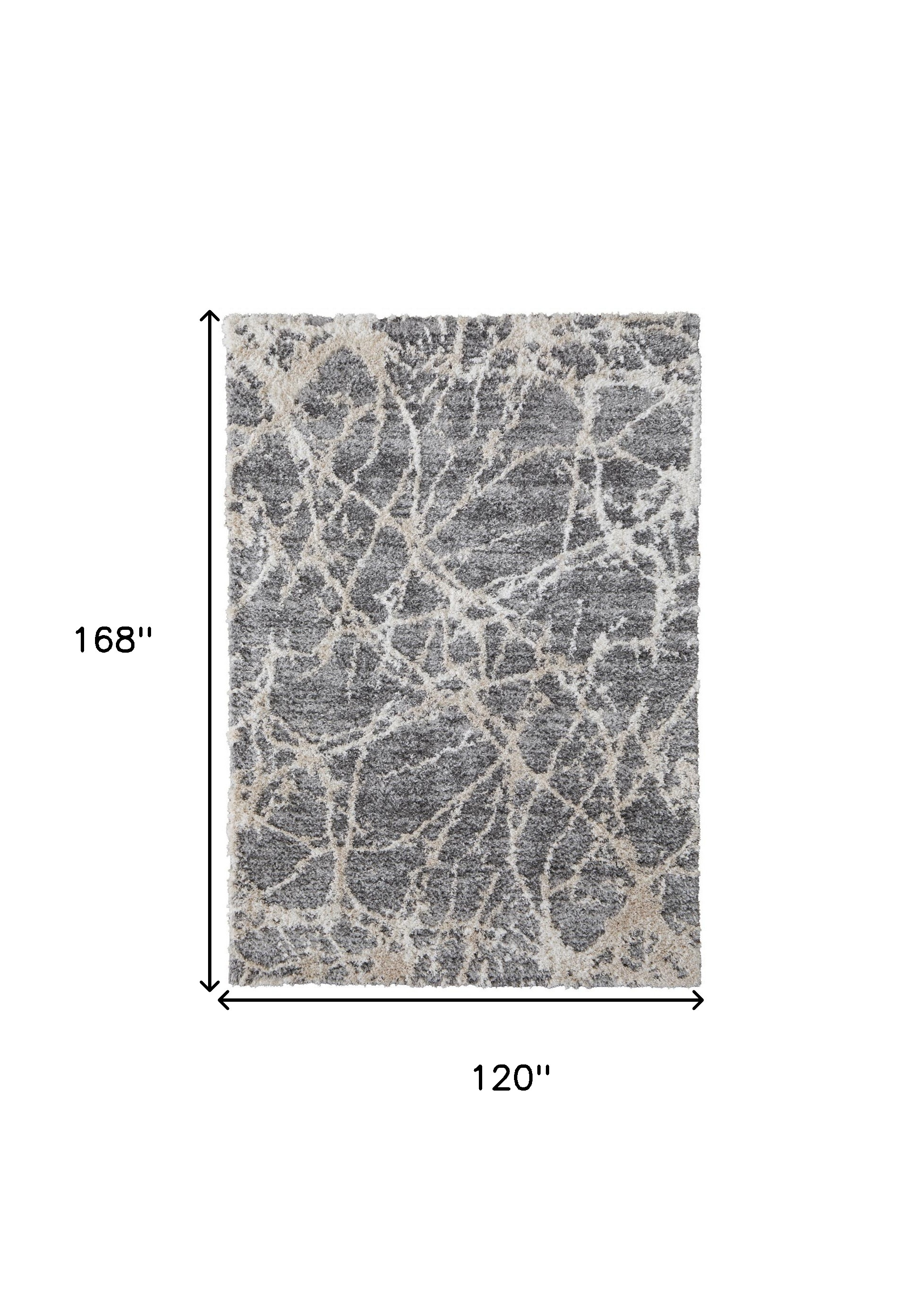 10" X 14" Gray And Ivory Abstract Power Loom Stain Resistant Area Rug
