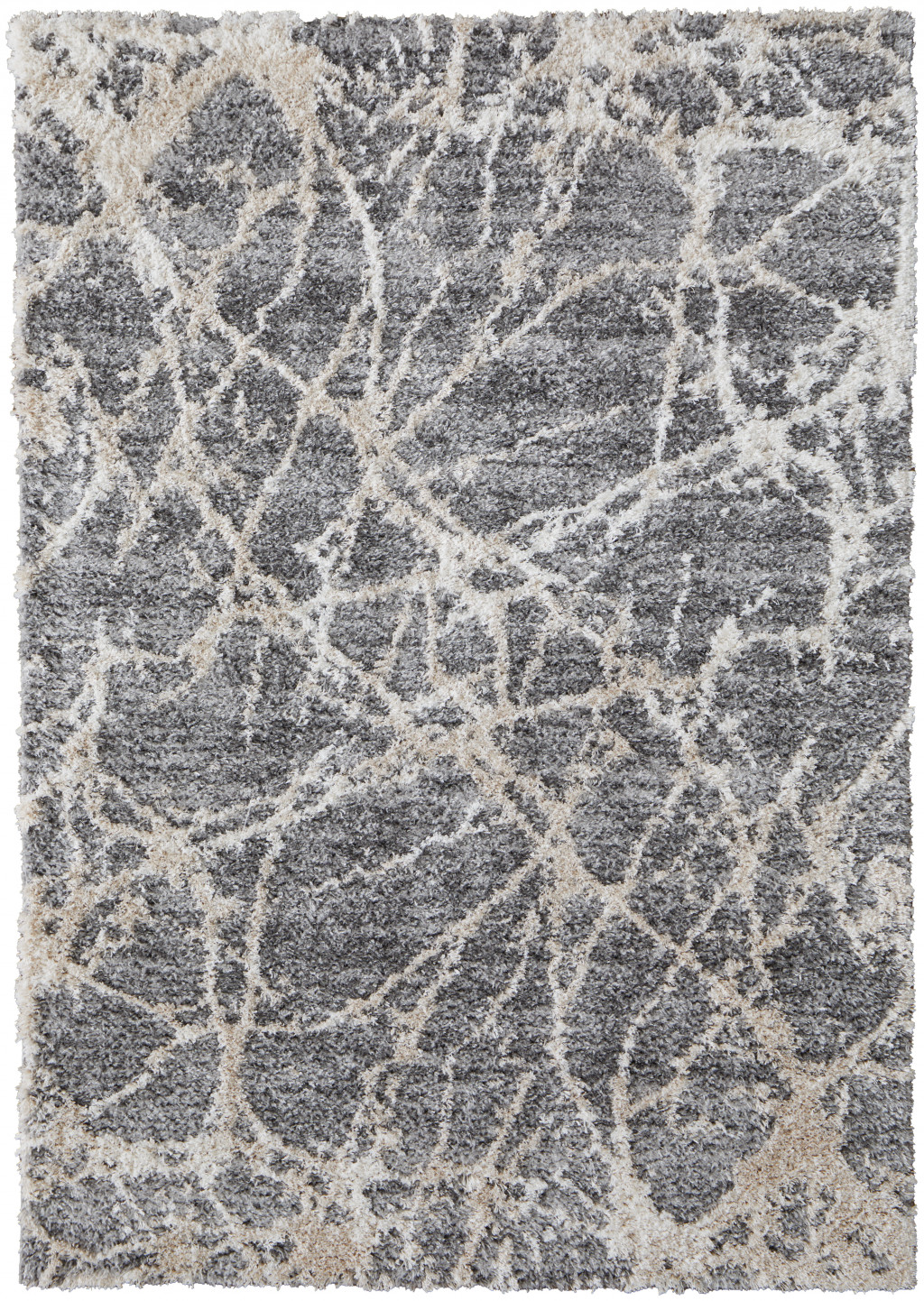 2" X 3" Gray And Ivory Abstract Power Loom Stain Resistant Area Rug