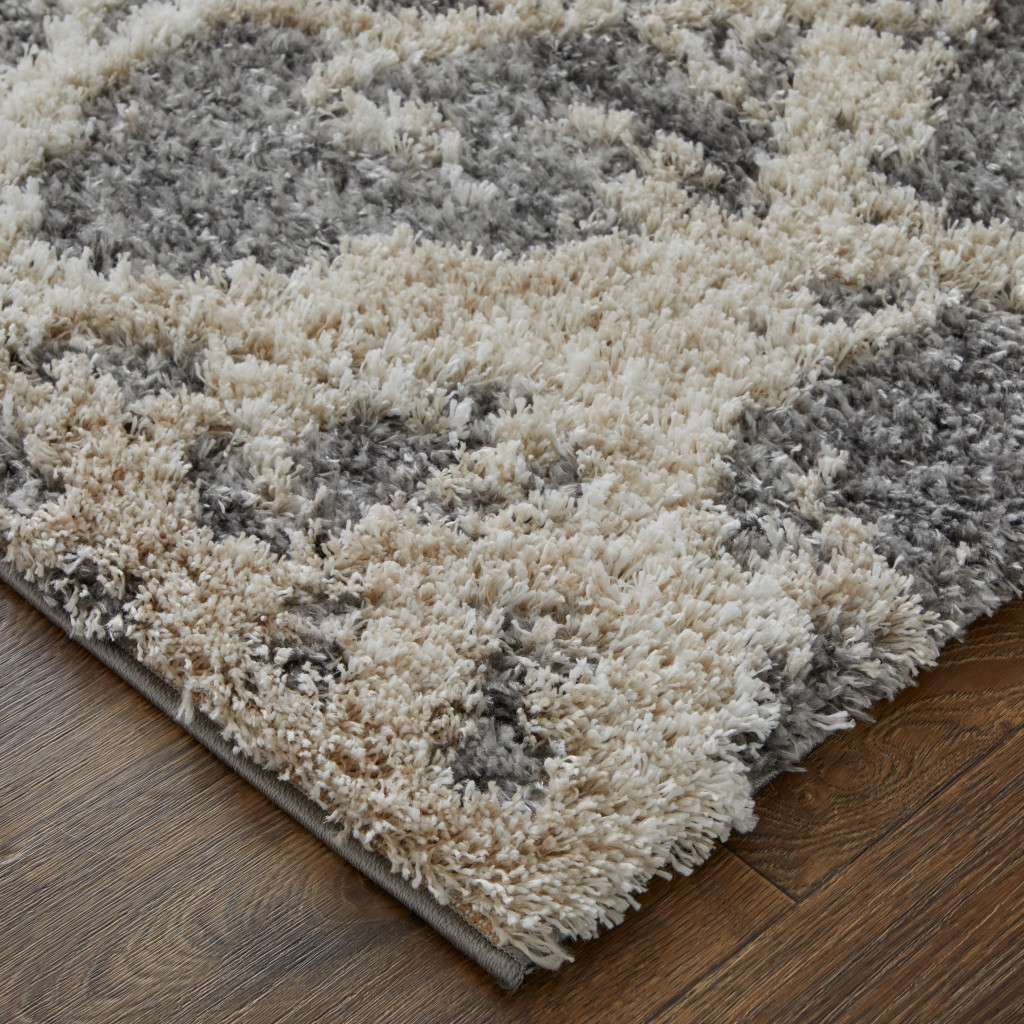 2" X 3" Gray And Ivory Abstract Power Loom Stain Resistant Area Rug