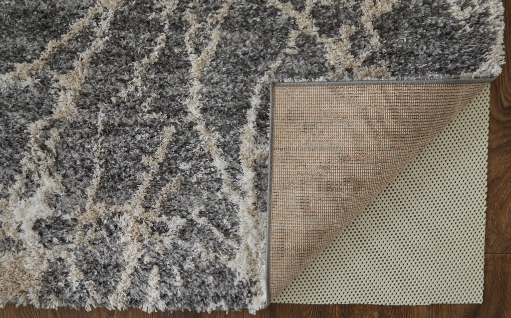 2" X 3" Gray And Ivory Abstract Power Loom Stain Resistant Area Rug