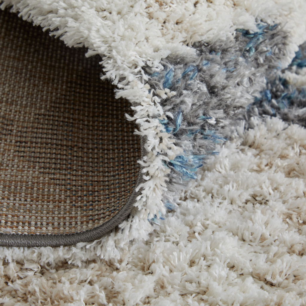 4 X 6 Ivory gray And Blue chevron Power Loom Stain Resistant Area Rug
