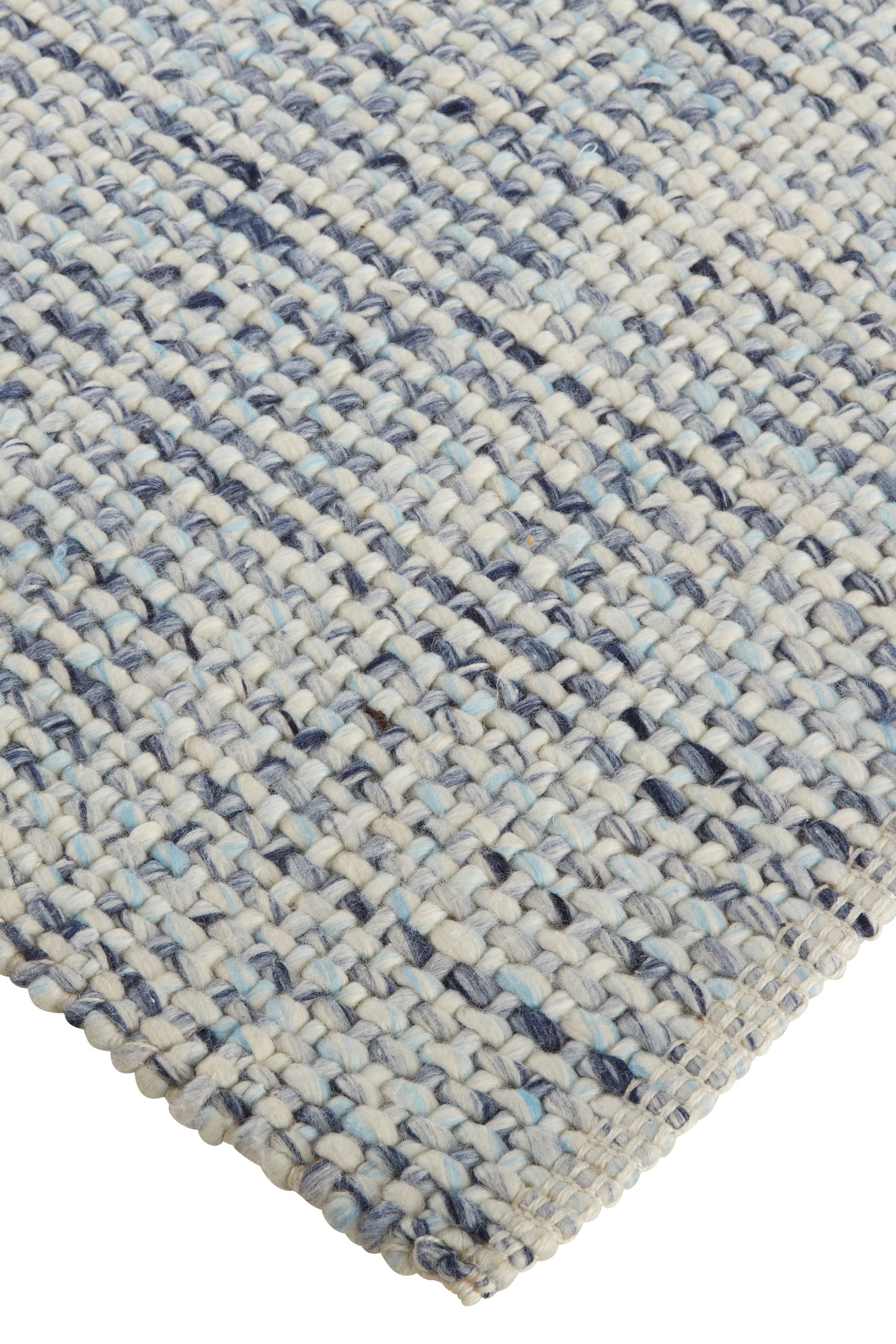 5" X 8" Gray Ivory And Blue Hand Woven Area Rug
