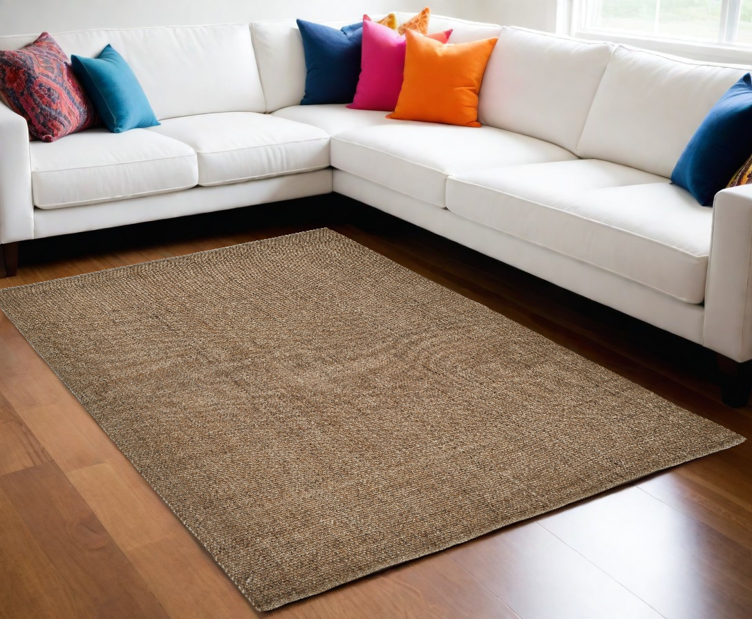 9" X 12" Brown Hand Woven Area Rug