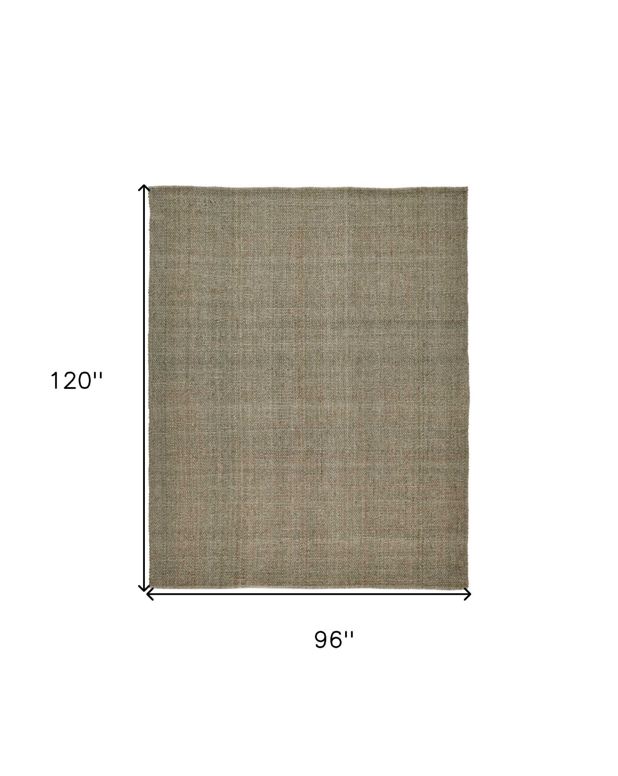 8" X 10" Green And Tan Hand Woven Area Rug